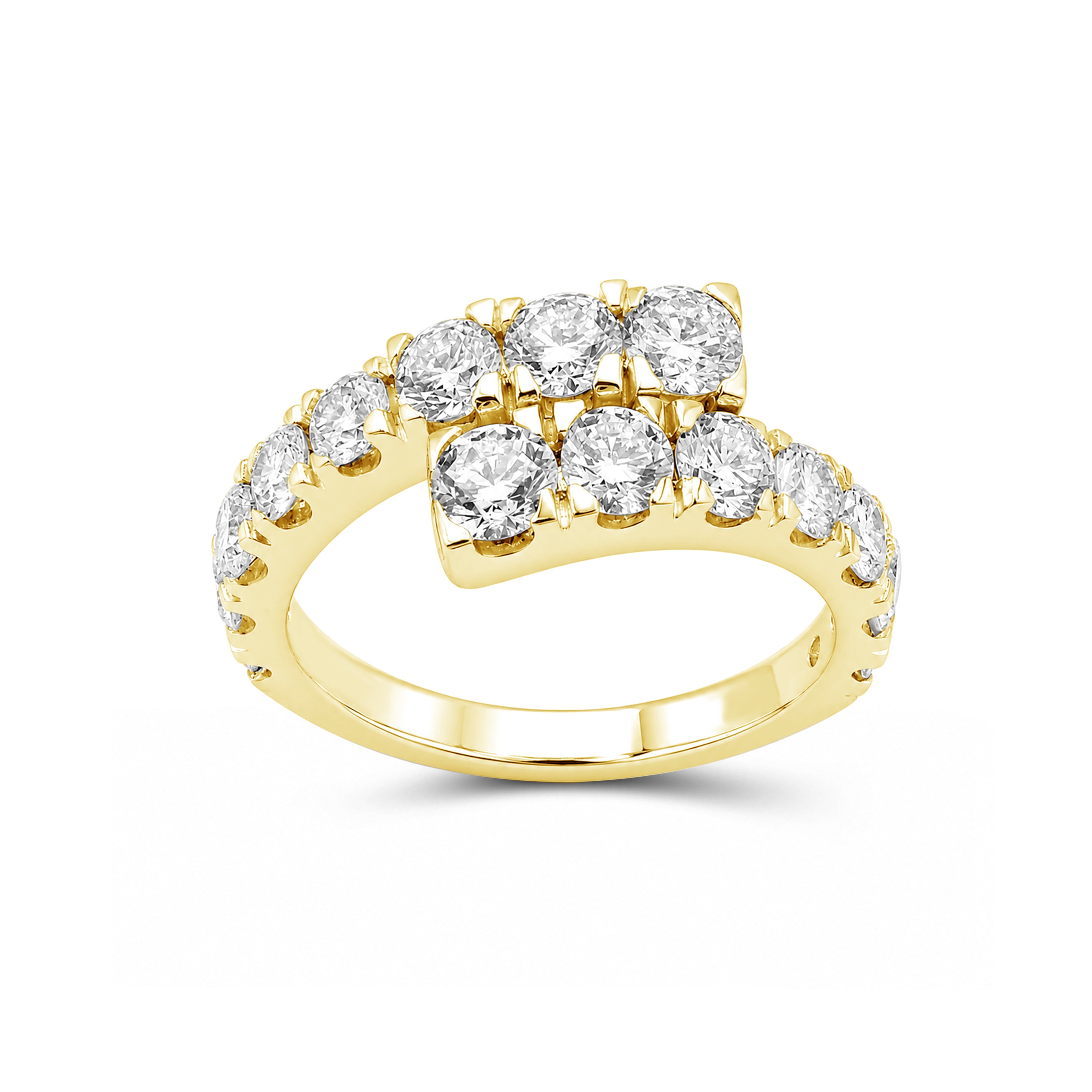 Diamonair Lab Grown Diamond (F/VS+) 2.00 carat Round cut Sterling Silver Ring - Sterling Silver | Gold over Silver