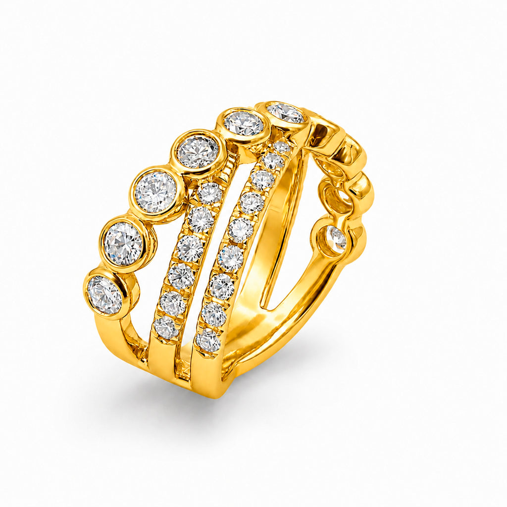 Diamonair Lab Grown Diamond (F/VS+) 3.00 carat Round cut Sterling Silver Statement Ring - Sterling Silver | Gold over Silver
