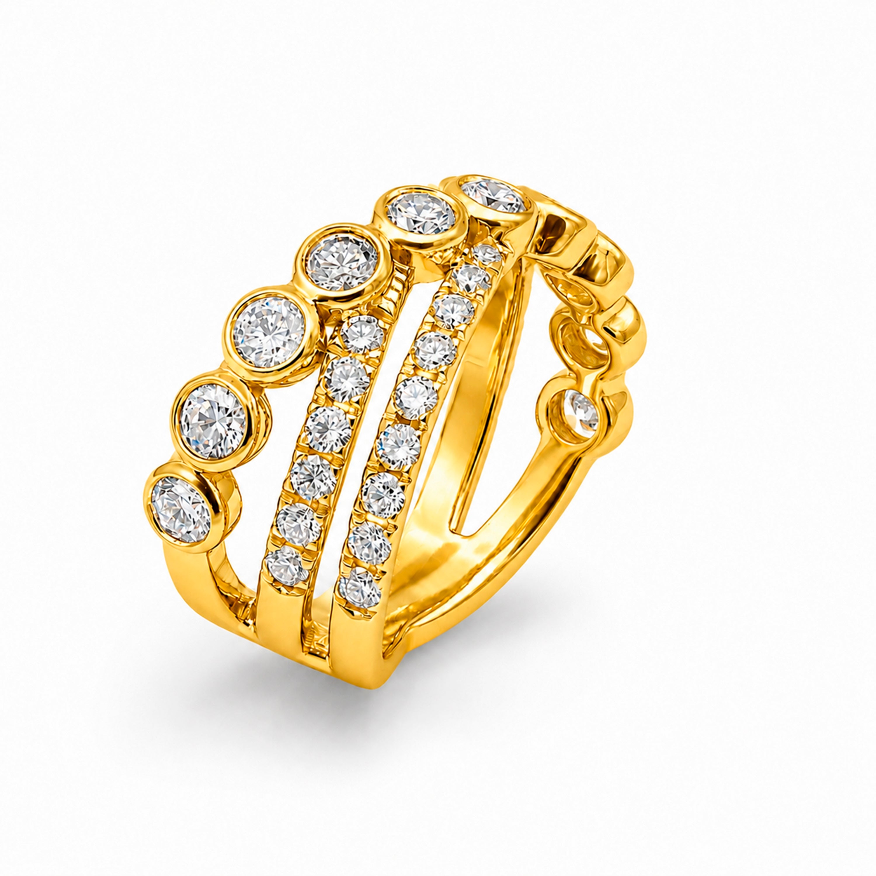 Diamonair Lab Grown Diamond (F/VS+) 3.00 carat Round cut Sterling Silver Statement Ring - Sterling Silver | Gold over Silver