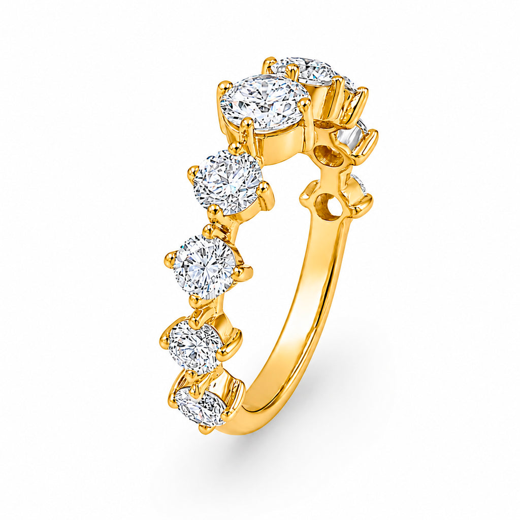 Diamonair Lab Grown Diamond (F/VS+) 2.00 carat Round cut Sterling Silver Band Ring - Sterling Silver | Gold over Silver