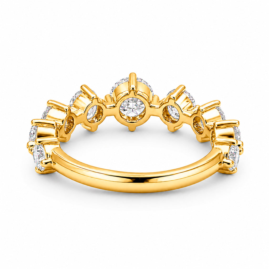 Diamonair Lab Grown Diamond (F/VS+) 2.00 carat Round cut Sterling Silver Band Ring - Sterling Silver | Gold over Silver
