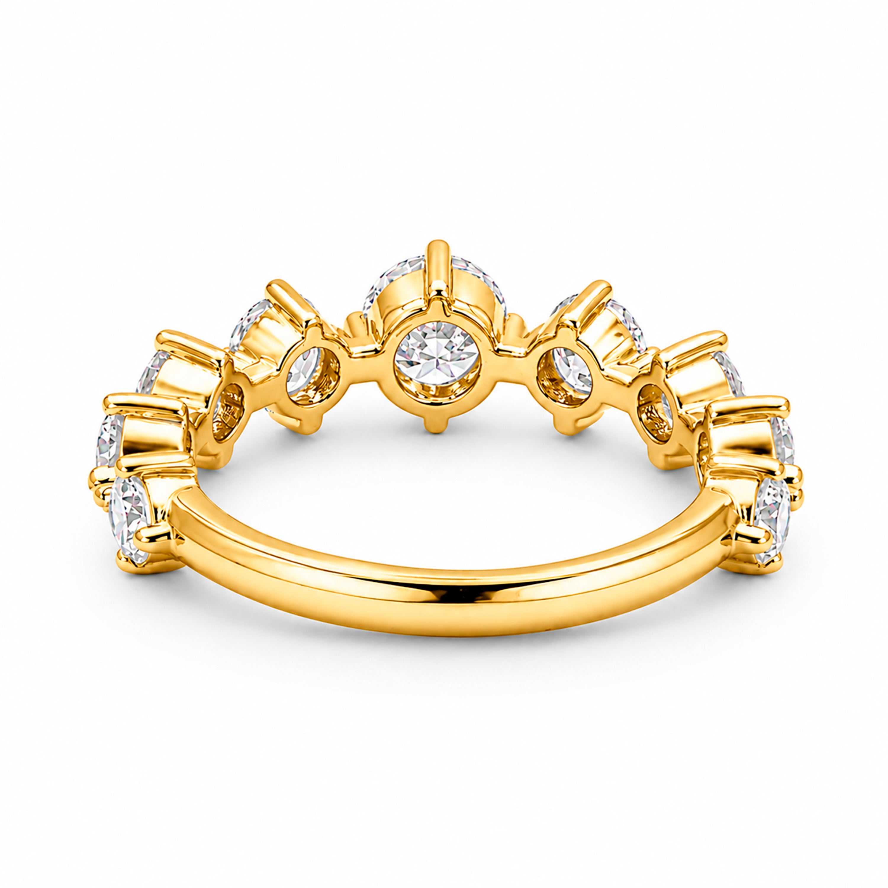 Diamonair Lab Grown Diamond (F/VS+) 2.00 carat Round cut Sterling Silver Band Ring - Sterling Silver | Gold over Silver