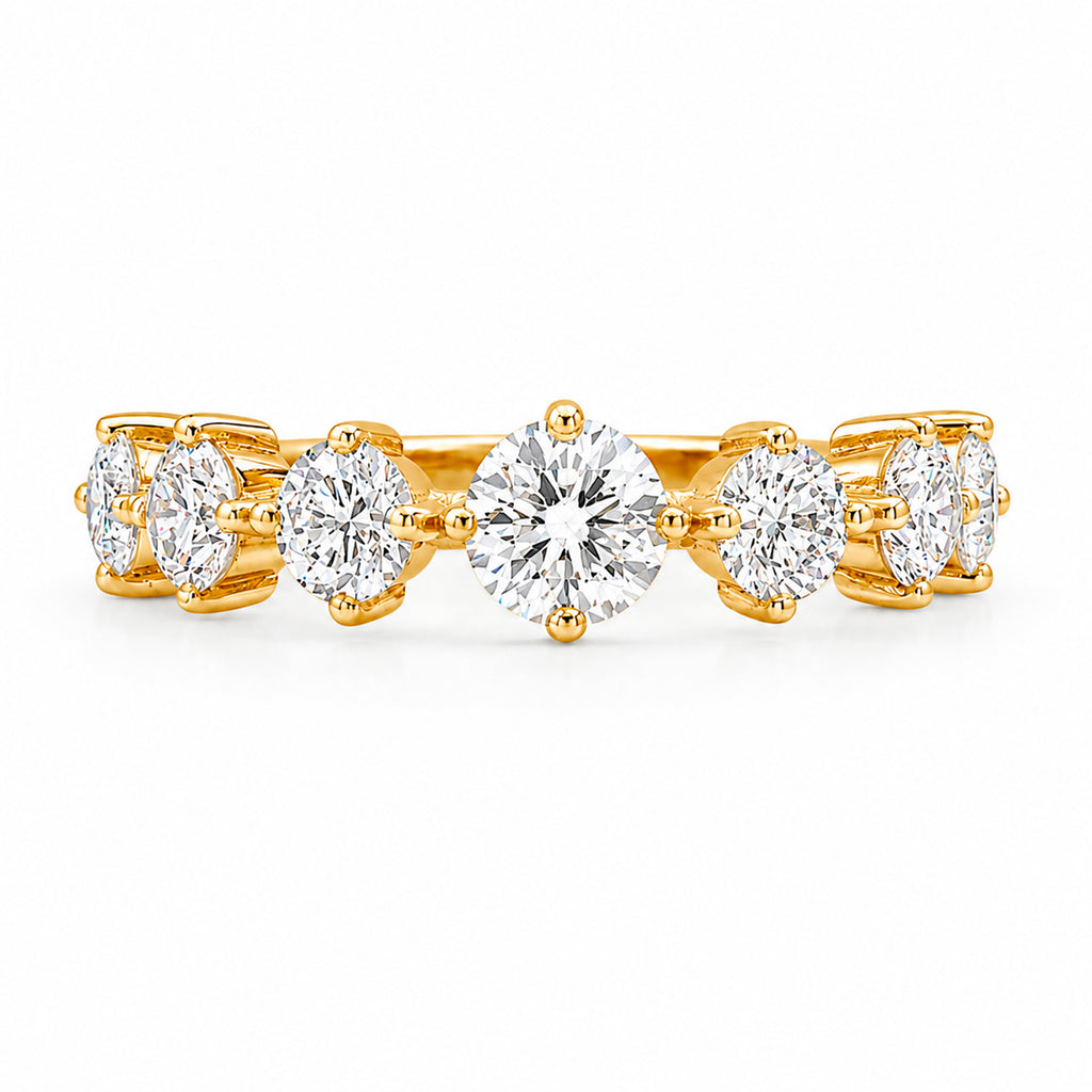 Diamonair Lab Grown Diamond (F/VS+) 2.00 carat Round cut Sterling Silver Band Ring - Sterling Silver | Gold over Silver