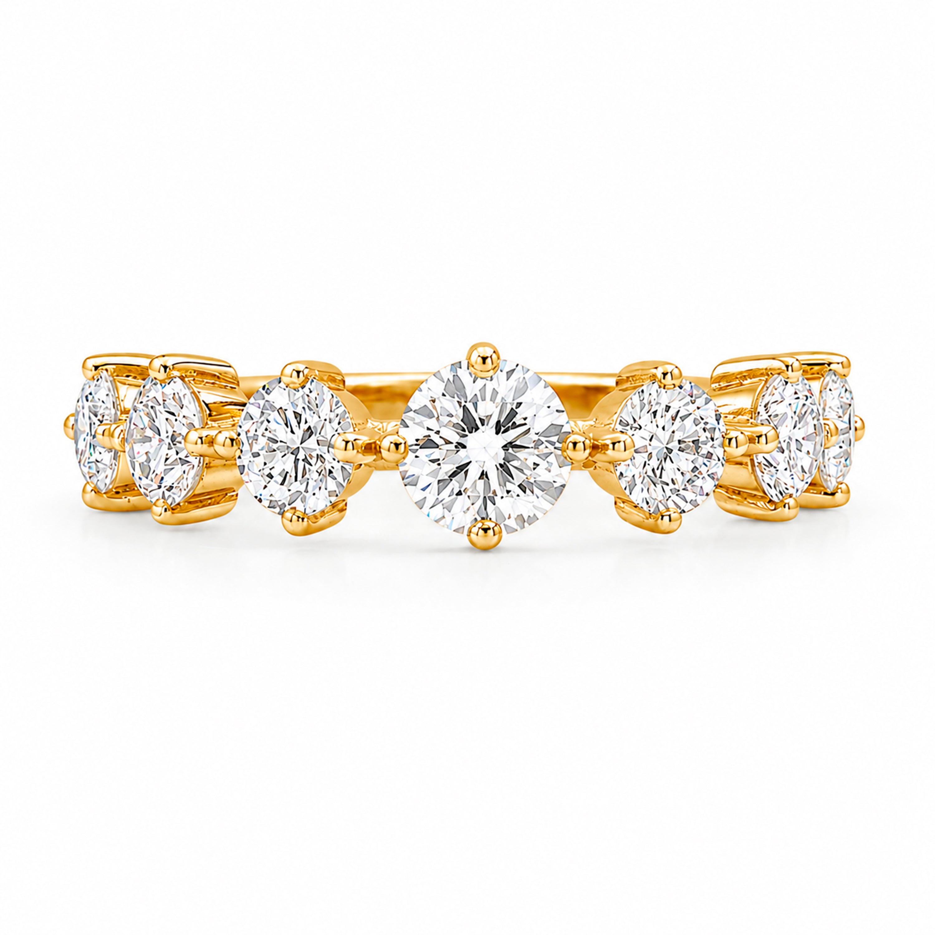 Diamonair Lab Grown Diamond (F/VS+) 2.00 carat Round cut Sterling Silver Band Ring - Sterling Silver | Gold over Silver