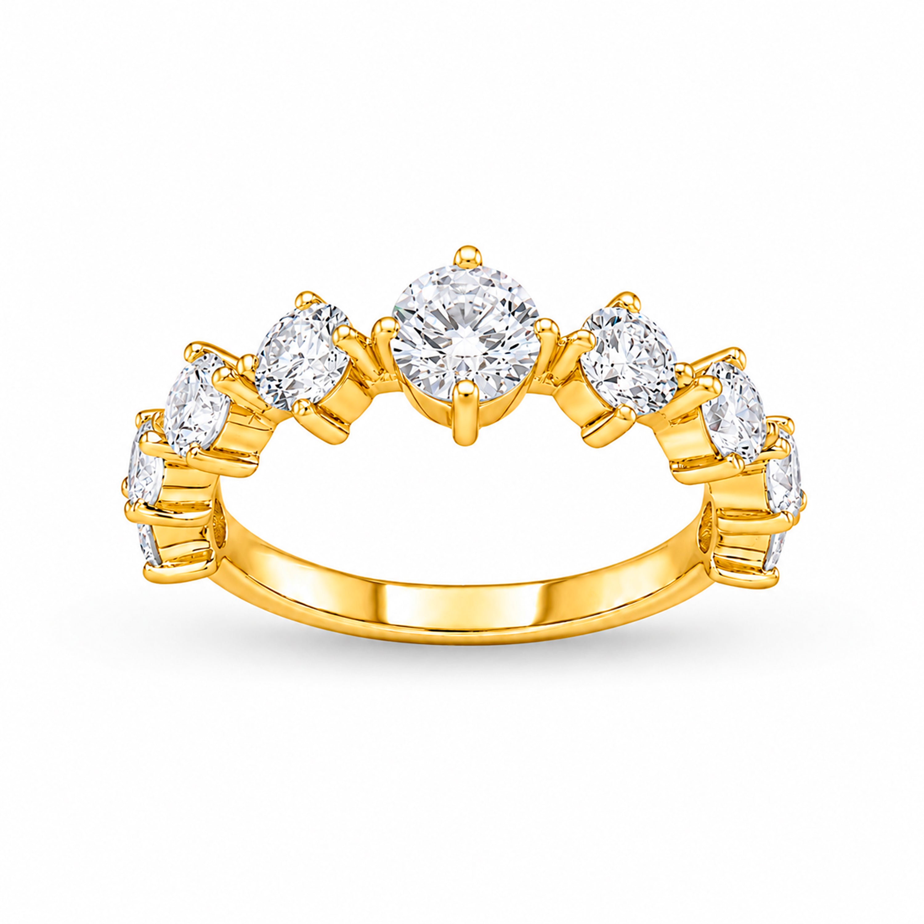 Diamonair Lab Grown Diamond (F/VS+) 2.00 carat Round cut Sterling Silver Band Ring - Sterling Silver | Gold over Silver
