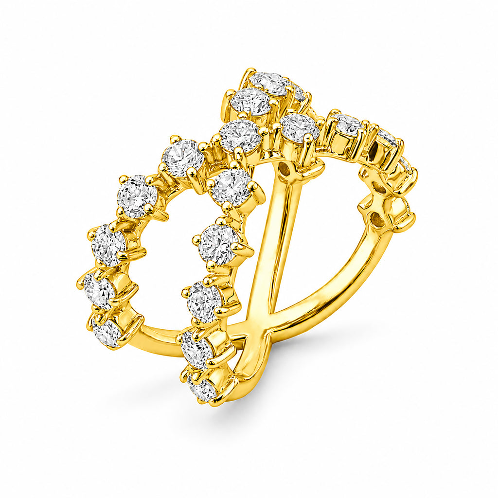 Diamonair Lab Grown Diamond (F/VS+) 2.50 carat Round cut Sterling Silver Ring - Sterling Silver | Gold over Silver