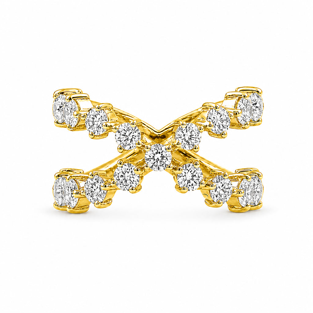 Diamonair Lab Grown Diamond (F/VS+) 2.50 carat Round cut Sterling Silver Ring - Sterling Silver | Gold over Silver
