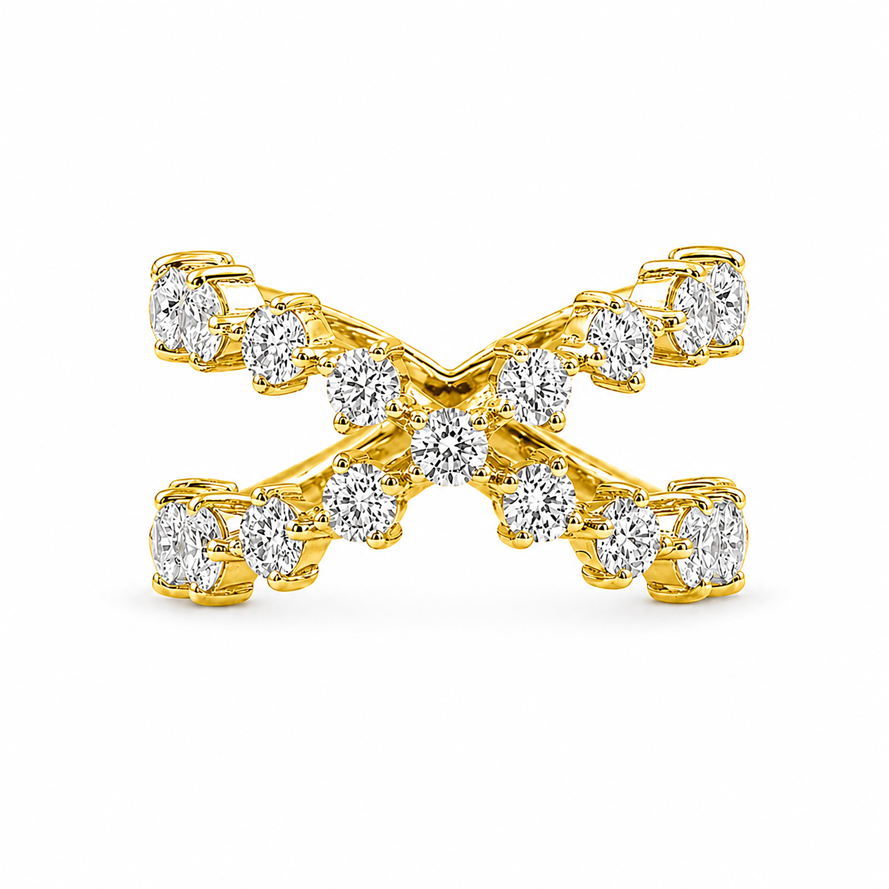 Diamonair Lab Grown Diamond (F/VS+) 2.50 carat Round cut Sterling Silver Ring - Sterling Silver | Gold over Silver
