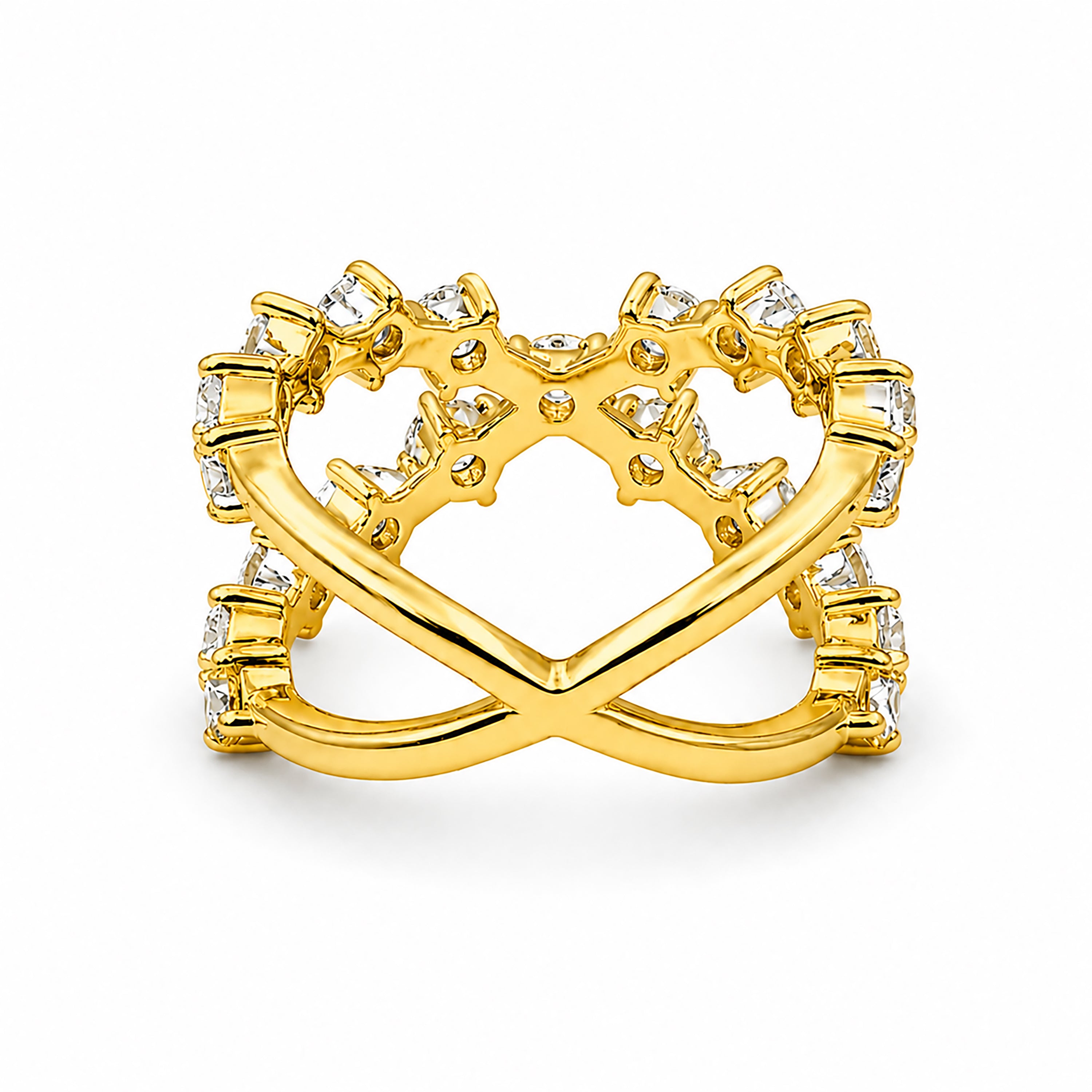 Diamonair Lab Grown Diamond (F/VS+) 2.50 carat Round cut Sterling Silver Ring - Sterling Silver | Gold over Silver