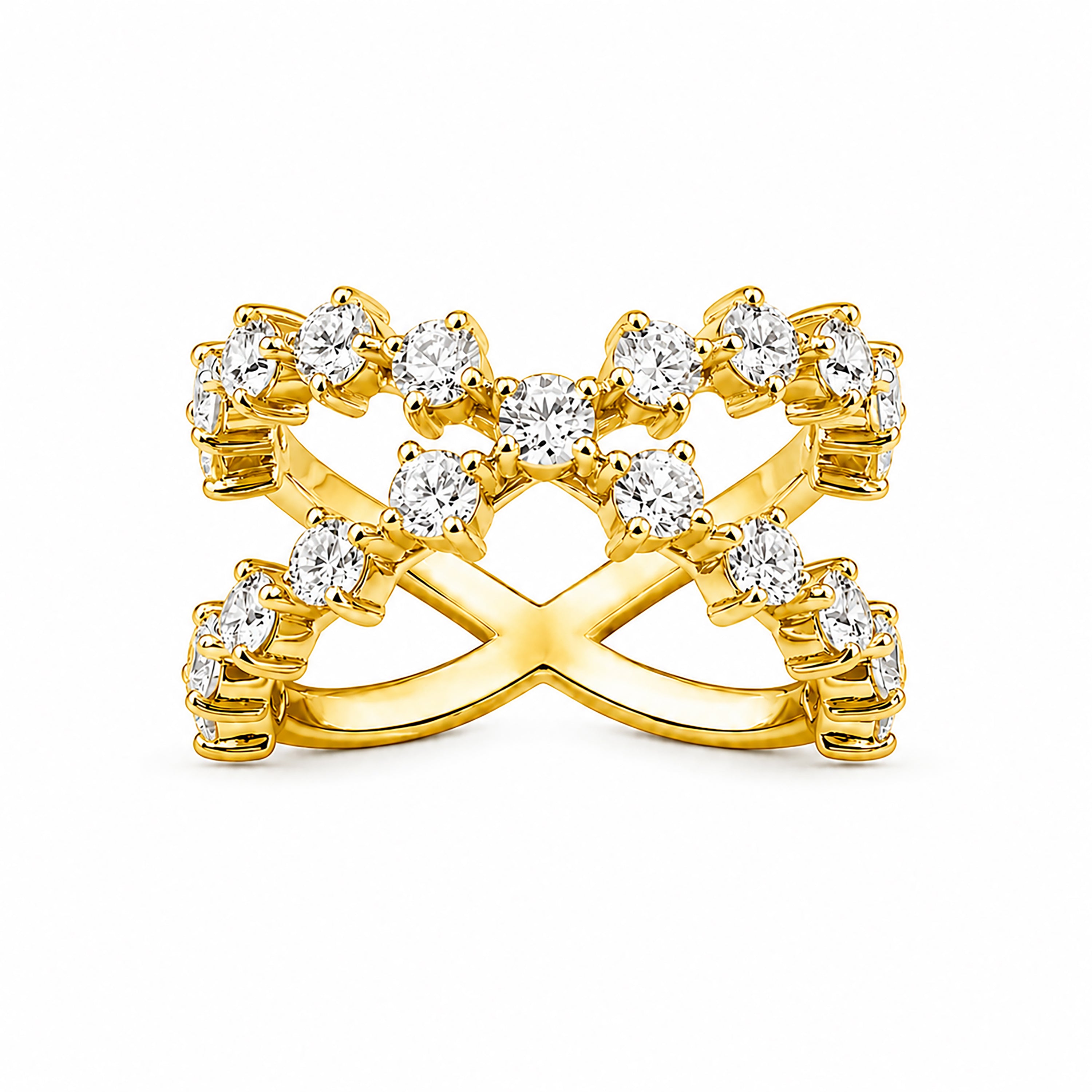 Diamonair Lab Grown Diamond (F/VS+) 2.50 carat Round cut Sterling Silver Ring - Sterling Silver | Gold over Silver