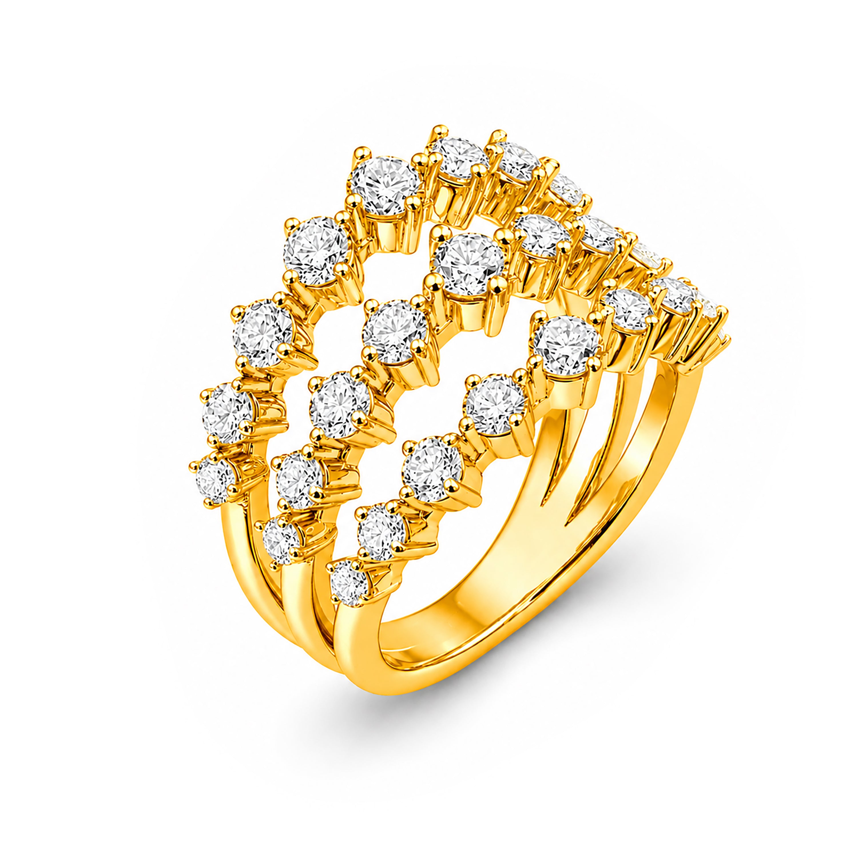 Diamonair Lab Grown Diamond (F/VS+) 2.00 carat Round cut Sterling Silver Statement Ring - Sterling Silver | Gold over Silver