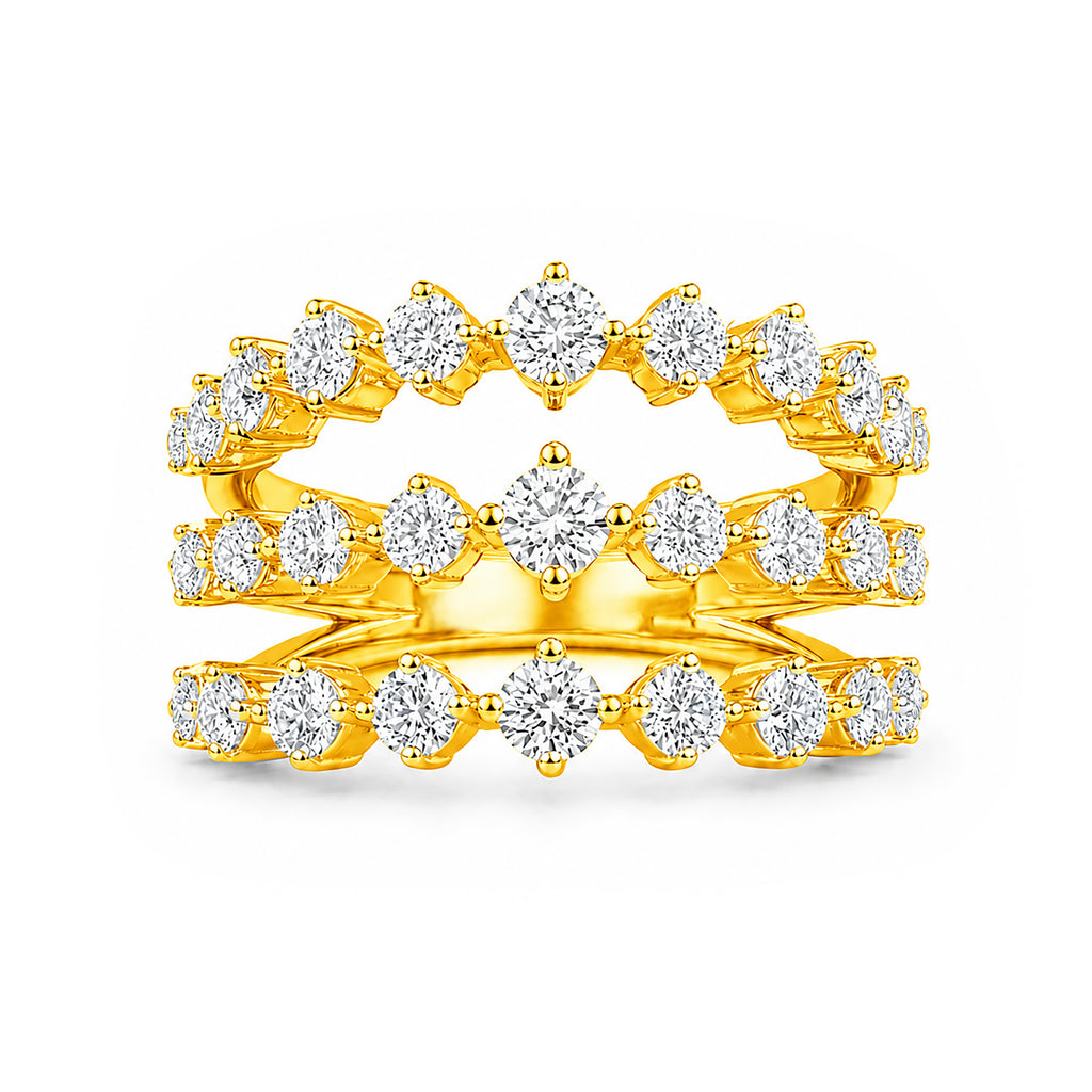 Diamonair Lab Grown Diamond (F/VS+) 2.00 carat Round cut Sterling Silver Statement Ring - Sterling Silver | Gold over Silver