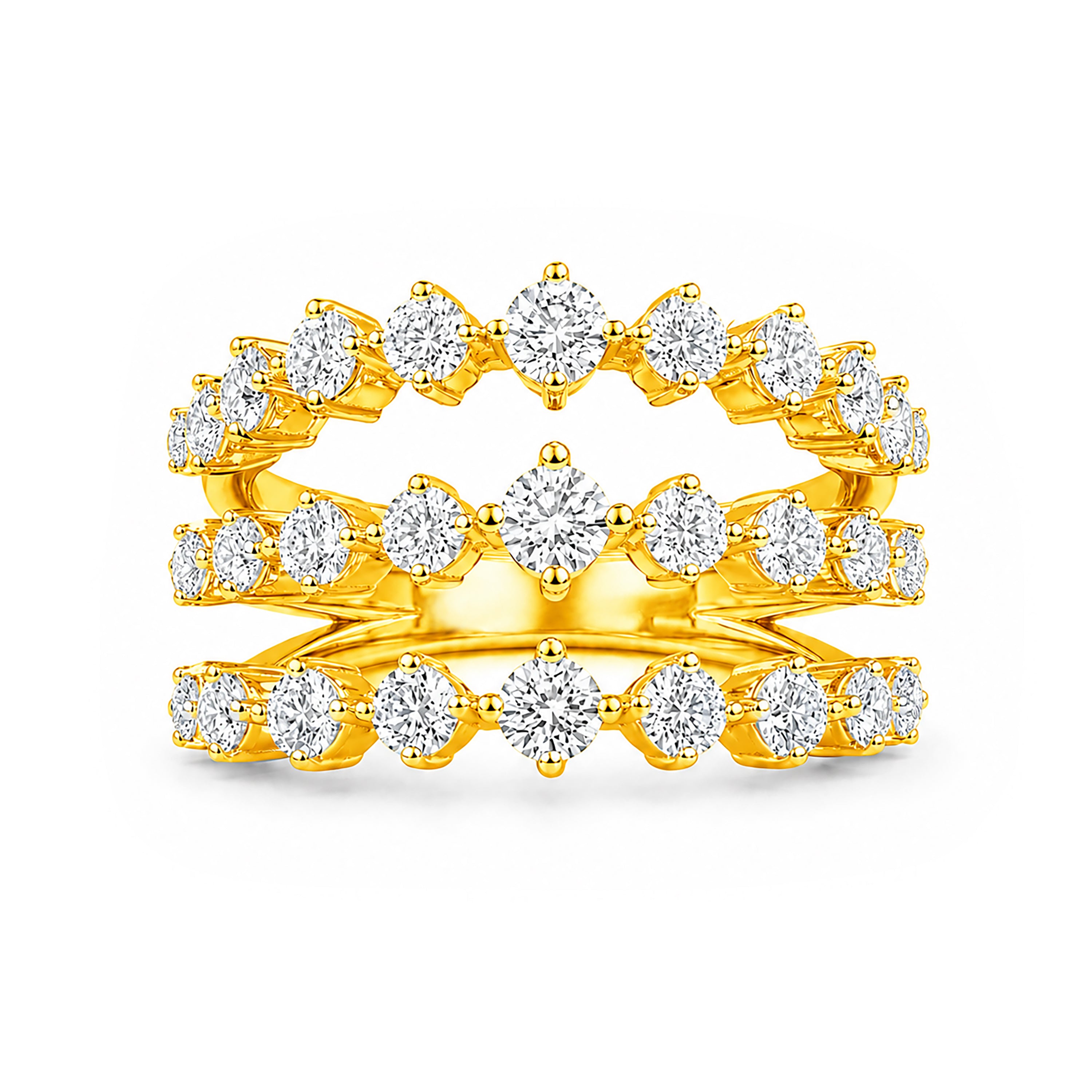 Diamonair Lab Grown Diamond (F/VS+) 2.00 carat Round cut Sterling Silver Statement Ring - Sterling Silver | Gold over Silver