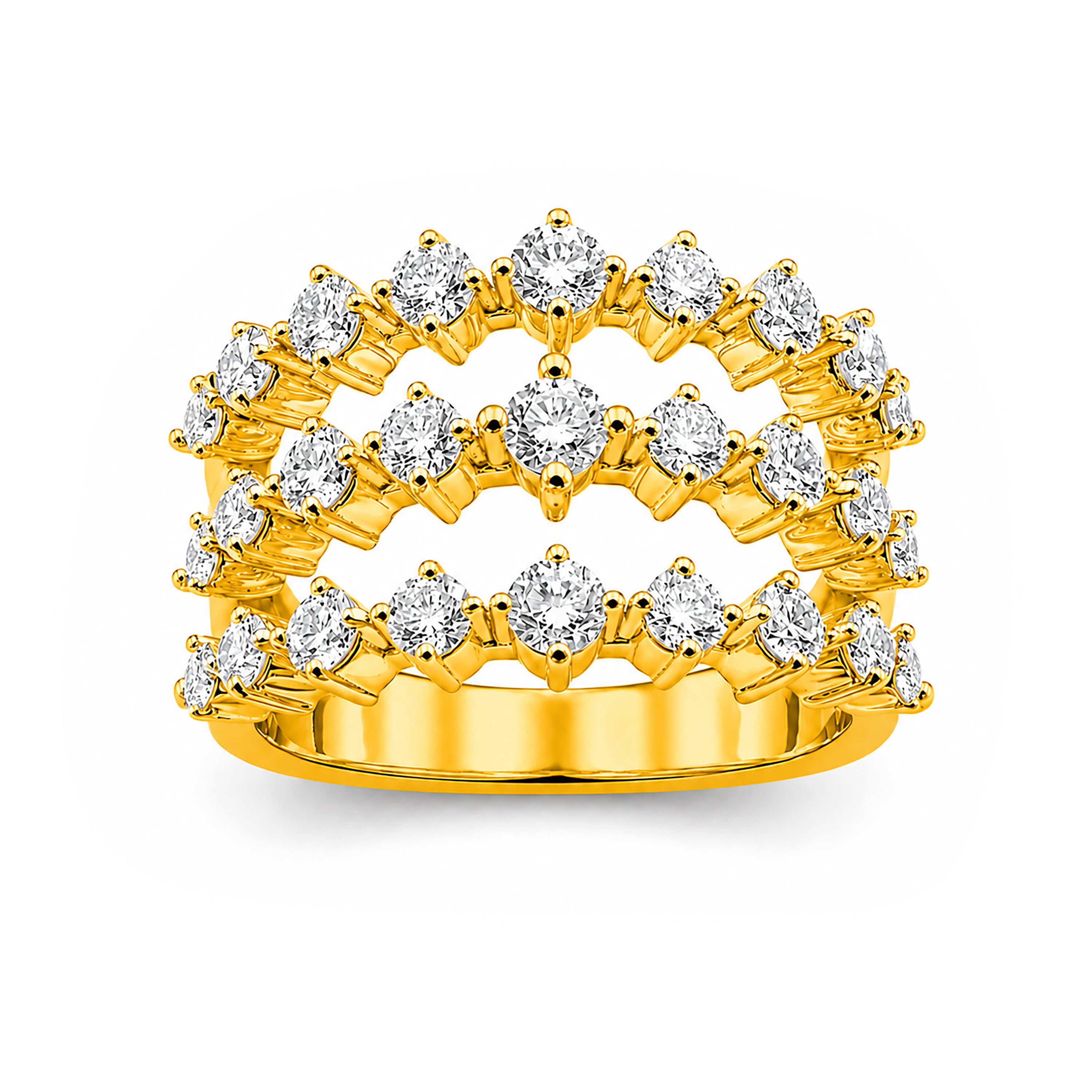 Diamonair Lab Grown Diamond (F/VS+) 2.00 carat Round cut Sterling Silver Statement Ring - Sterling Silver | Gold over Silver