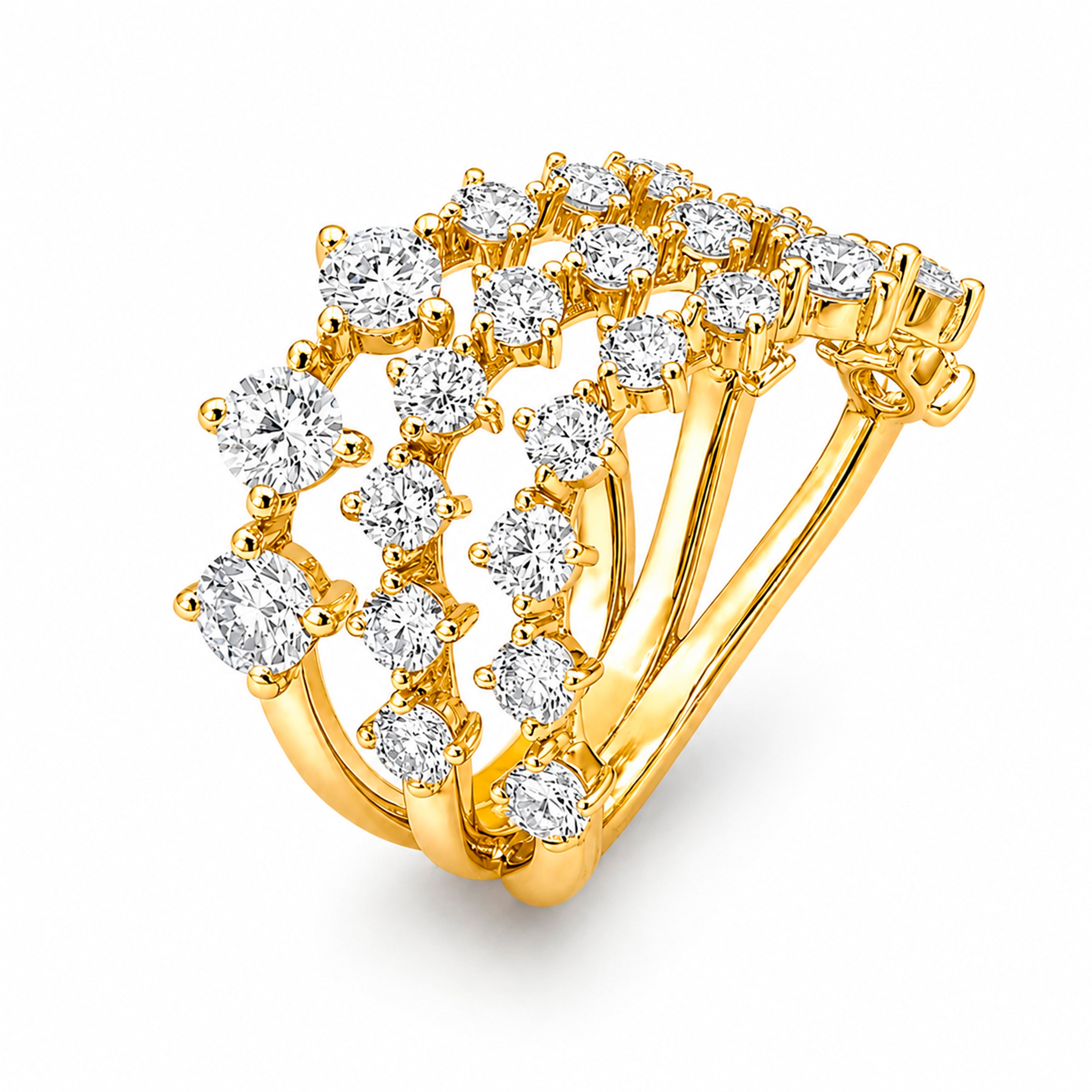 Diamonair Lab Grown Diamond (F/VS+) 3.00 carat Round cut Sterling Silver Statement Ring - Sterling Silver | Gold over Silver