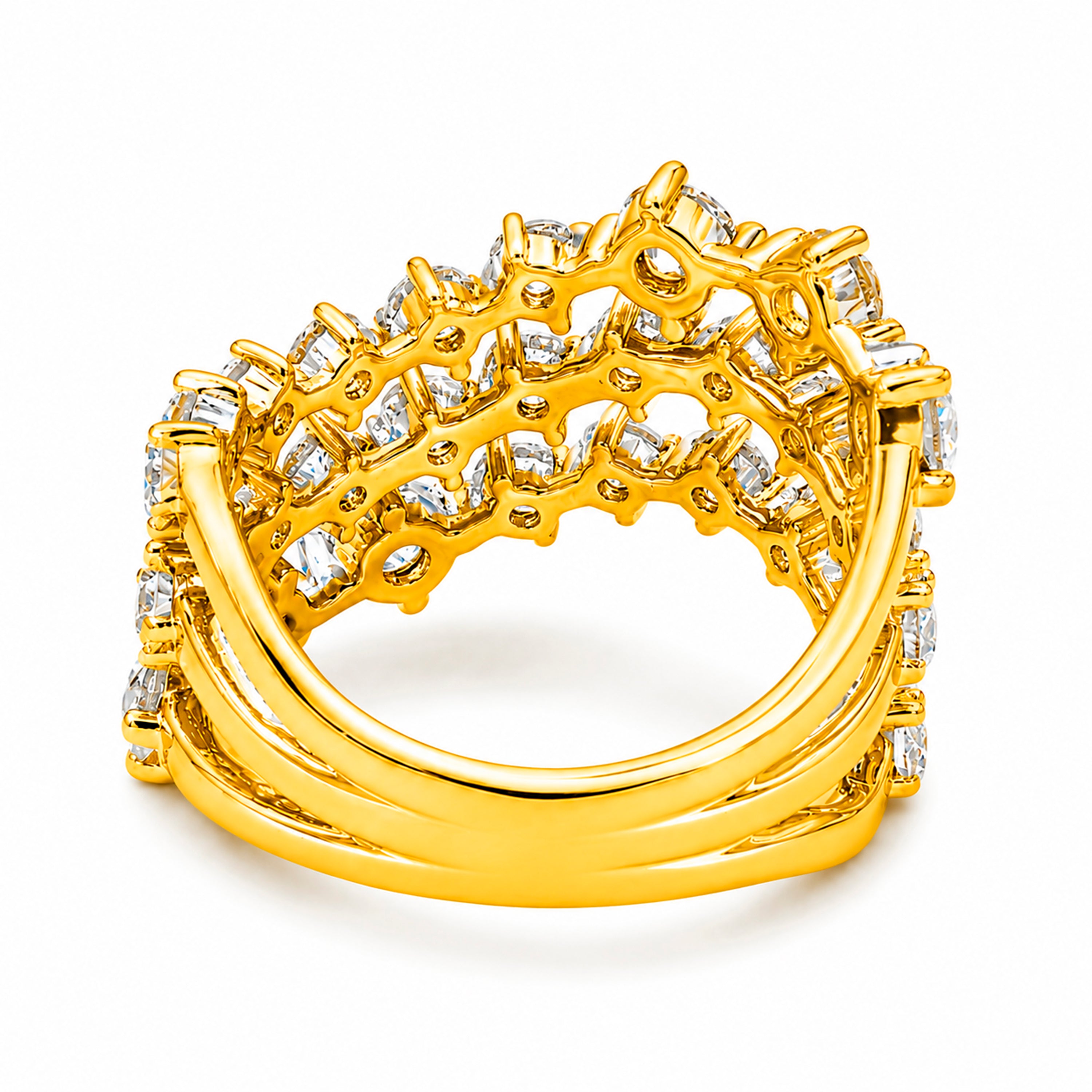 Diamonair Lab Grown Diamond (F/VS+) 3.00 carat Round cut Sterling Silver Statement Ring - Sterling Silver | Gold over Silver