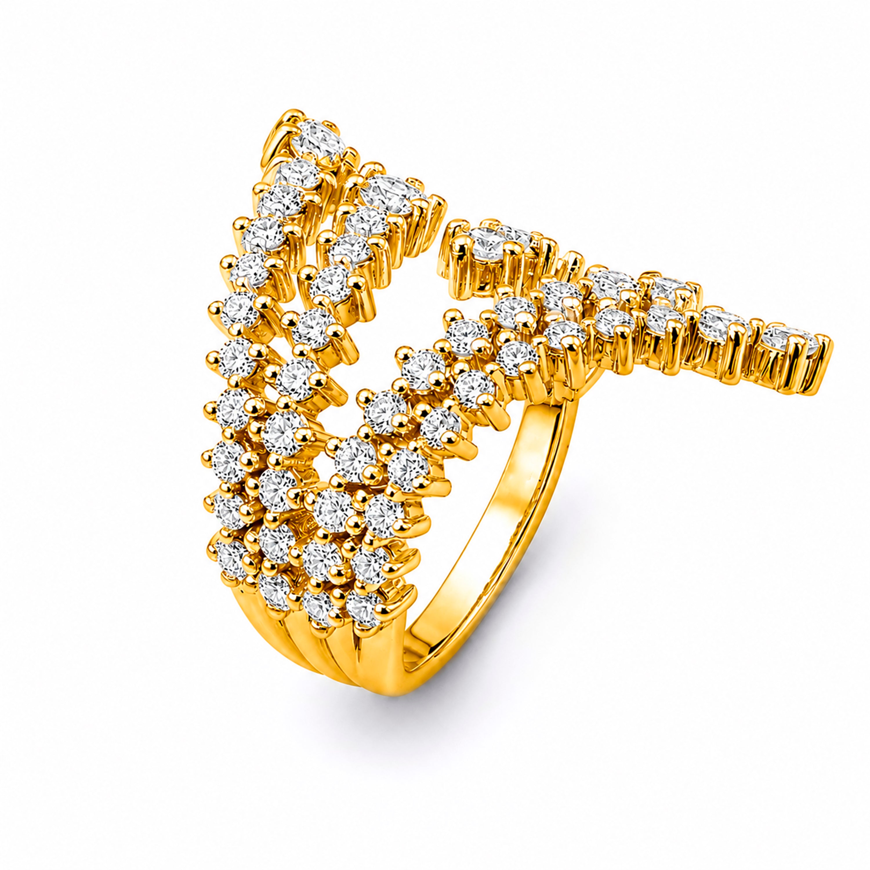 Diamonair Lab Grown Diamond (F/VS+) 2.00 carat Round cut Sterling Silver Statement Ring - Sterling Silver | Gold over Silver