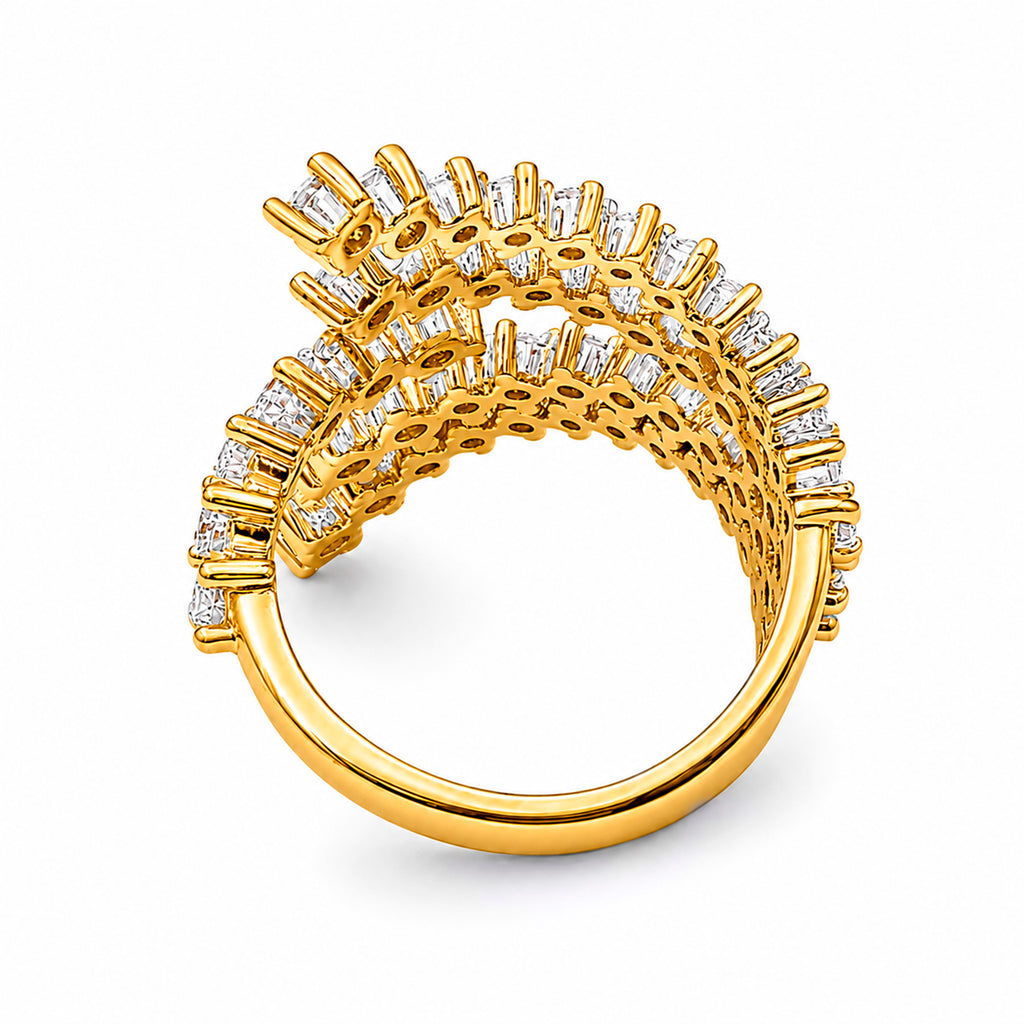 Diamonair Lab Grown Diamond (F/VS+) 2.00 carat Round cut Sterling Silver Statement Ring - Sterling Silver | Gold over Silver