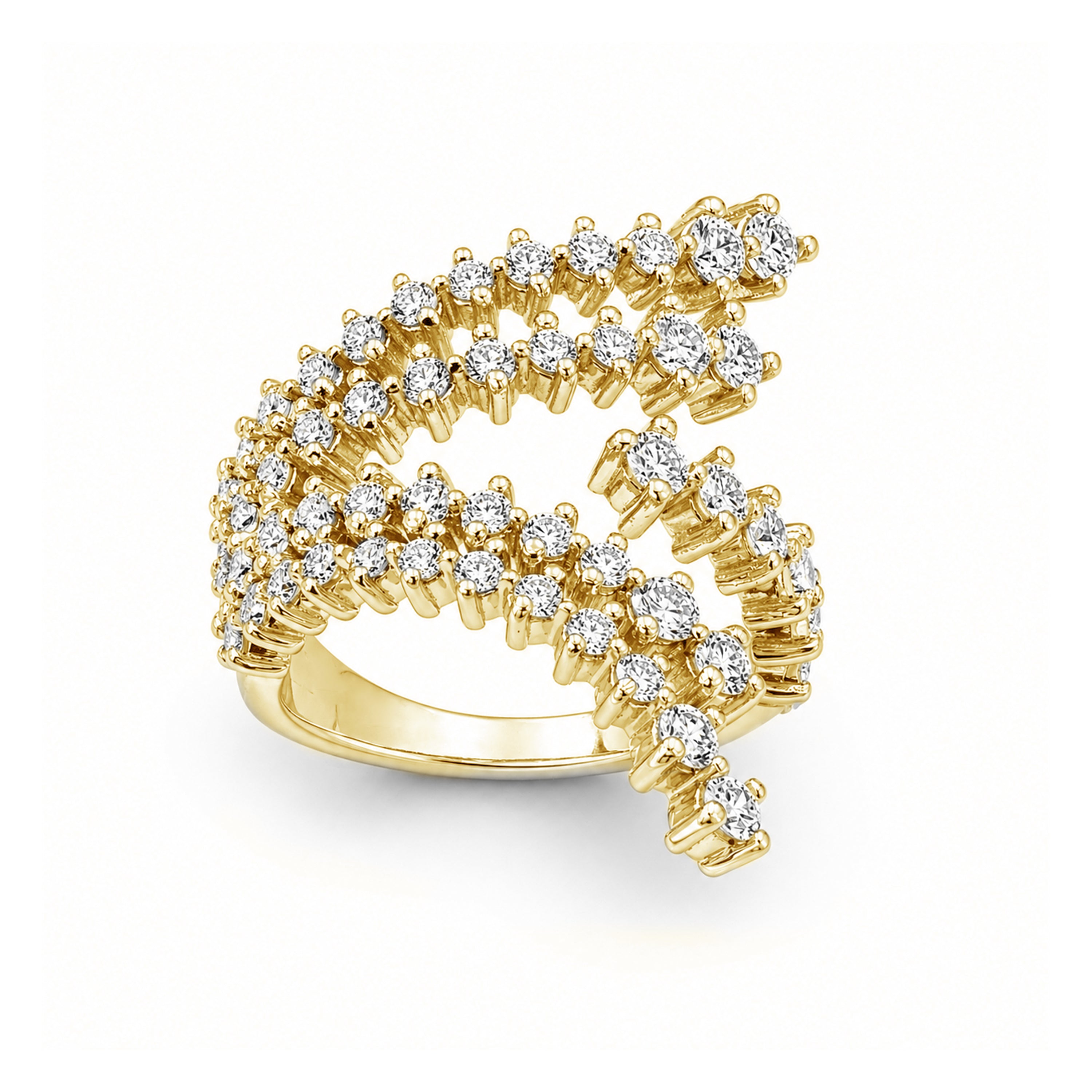 Diamonair Lab Grown Diamond (F/VS+) 2.00 carat Round cut Sterling Silver Statement Ring - Sterling Silver | Gold over Silver