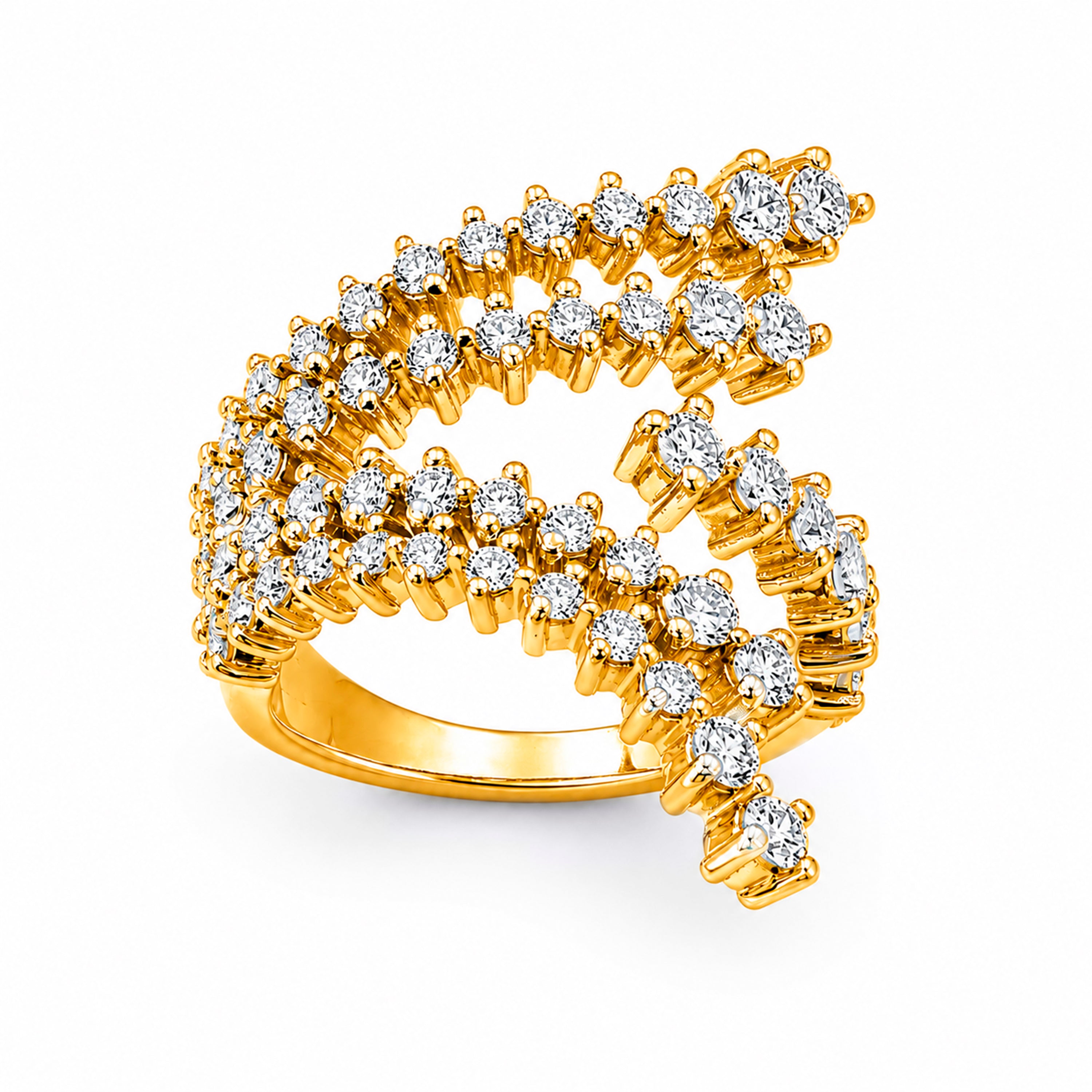 Diamonair Lab Grown Diamond (F/VS+) 2.00 carat Round cut Sterling Silver Statement Ring - Sterling Silver | Gold over Silver