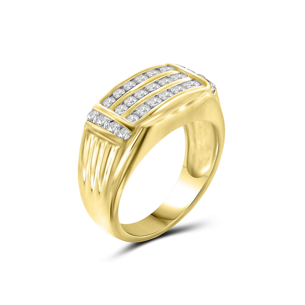 Diamonair Lab Grown Diamond (F/VS+) 1.00 carat Round cut Sterling Silver Men's Ring - Sterling Silver | Gold over Silver