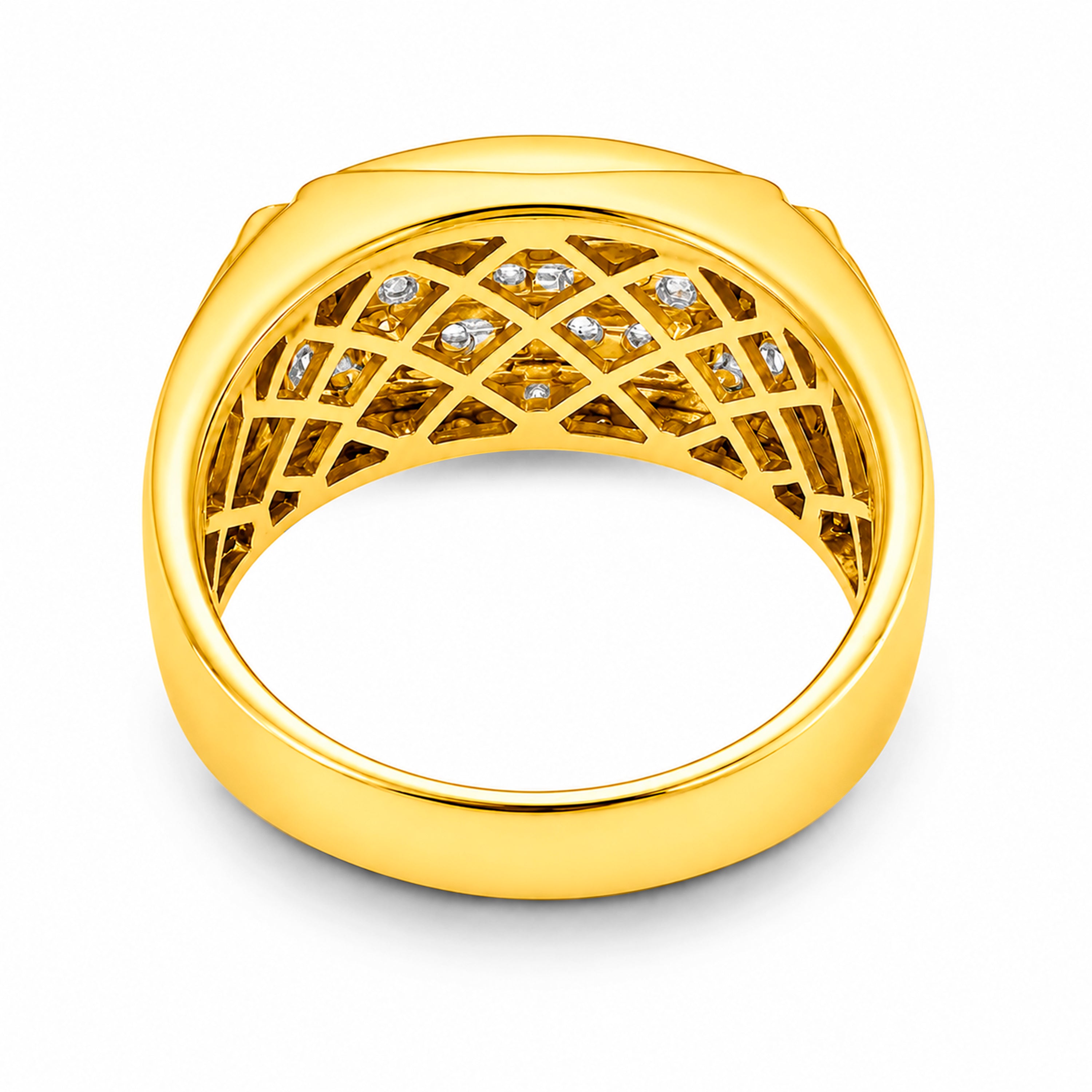 Diamonair Lab Grown Diamond (F/VS+) 1.00 carat Round cut Sterling Silver Men's Ring - Sterling Silver | Gold over Silver