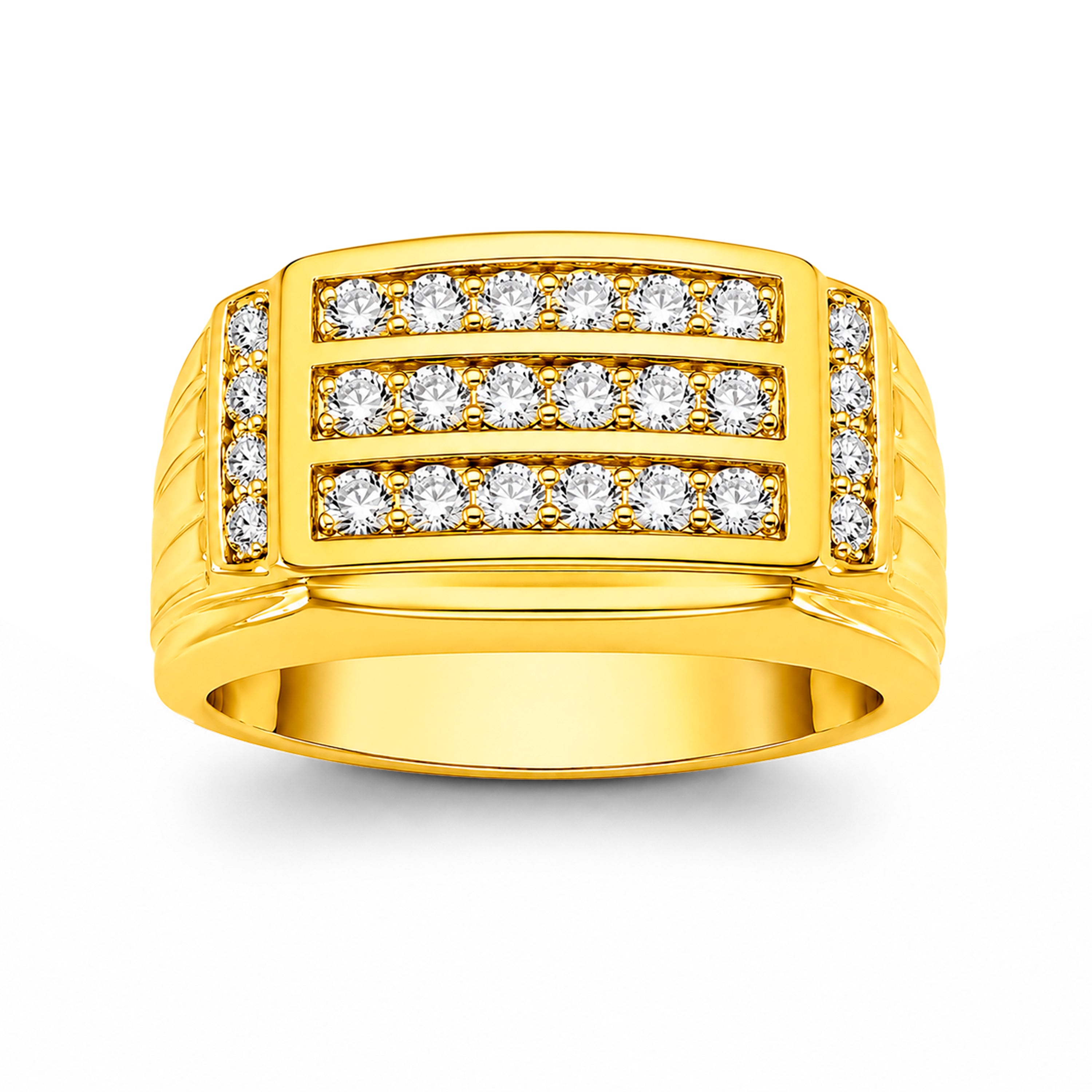 Diamonair Lab Grown Diamond (F/VS+) 1.00 carat Round cut Sterling Silver Men's Ring - Sterling Silver | Gold over Silver