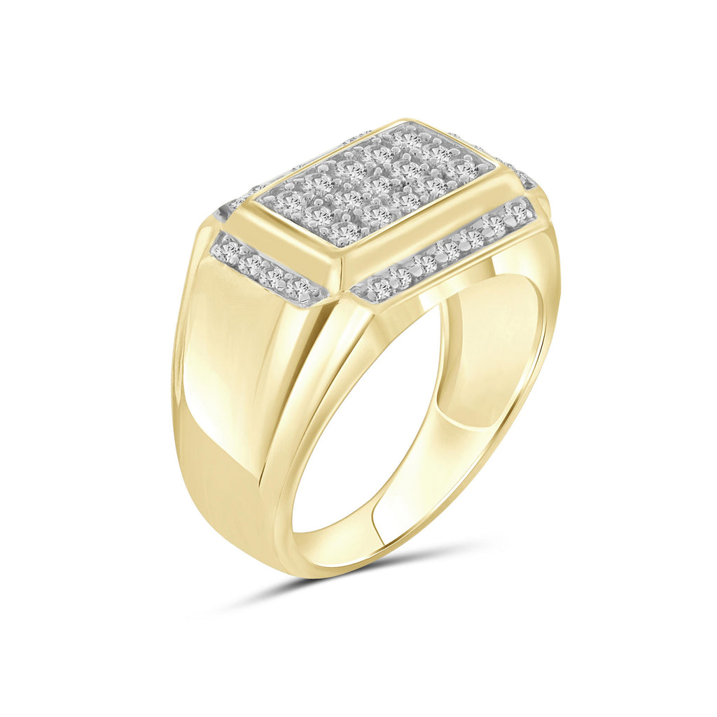Diamonair Lab Grown Diamond (F/VS+) 1.00 carat Round cut Sterling Silver Men's Ring - Sterling Silver | Gold over Silver