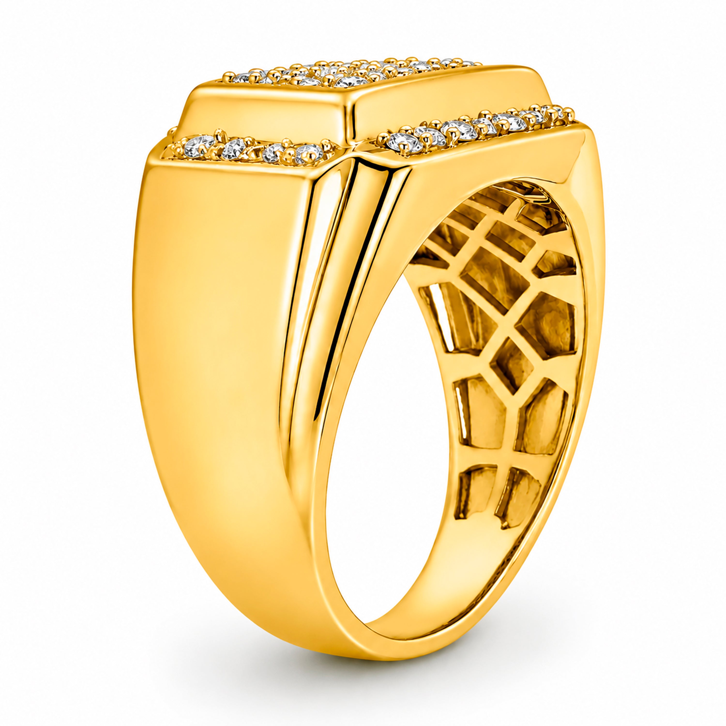 Diamonair Lab Grown Diamond (F/VS+) 1.00 carat Round cut Sterling Silver Men's Ring - Sterling Silver | Gold over Silver