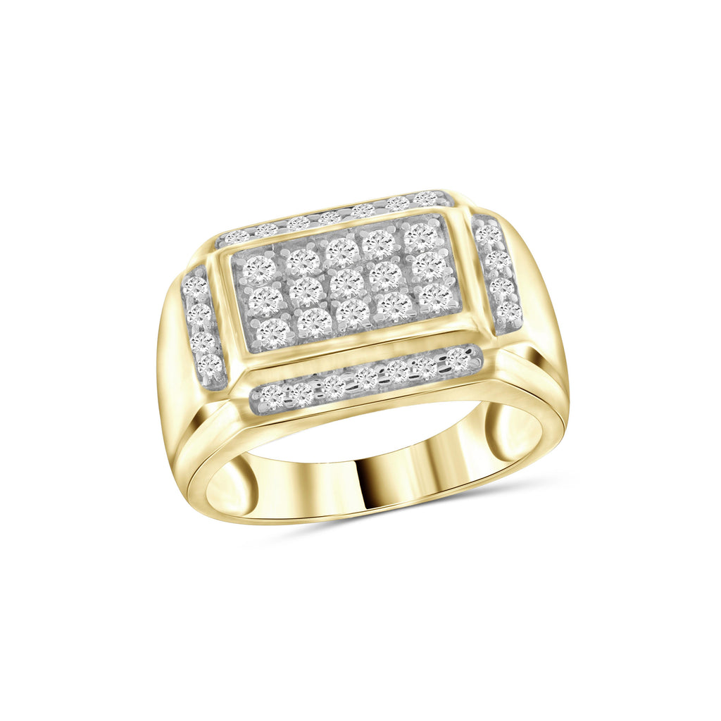 Diamonair Lab Grown Diamond (F/VS+) 1.00 carat Round cut Sterling Silver Men's Ring - Sterling Silver | Gold over Silver