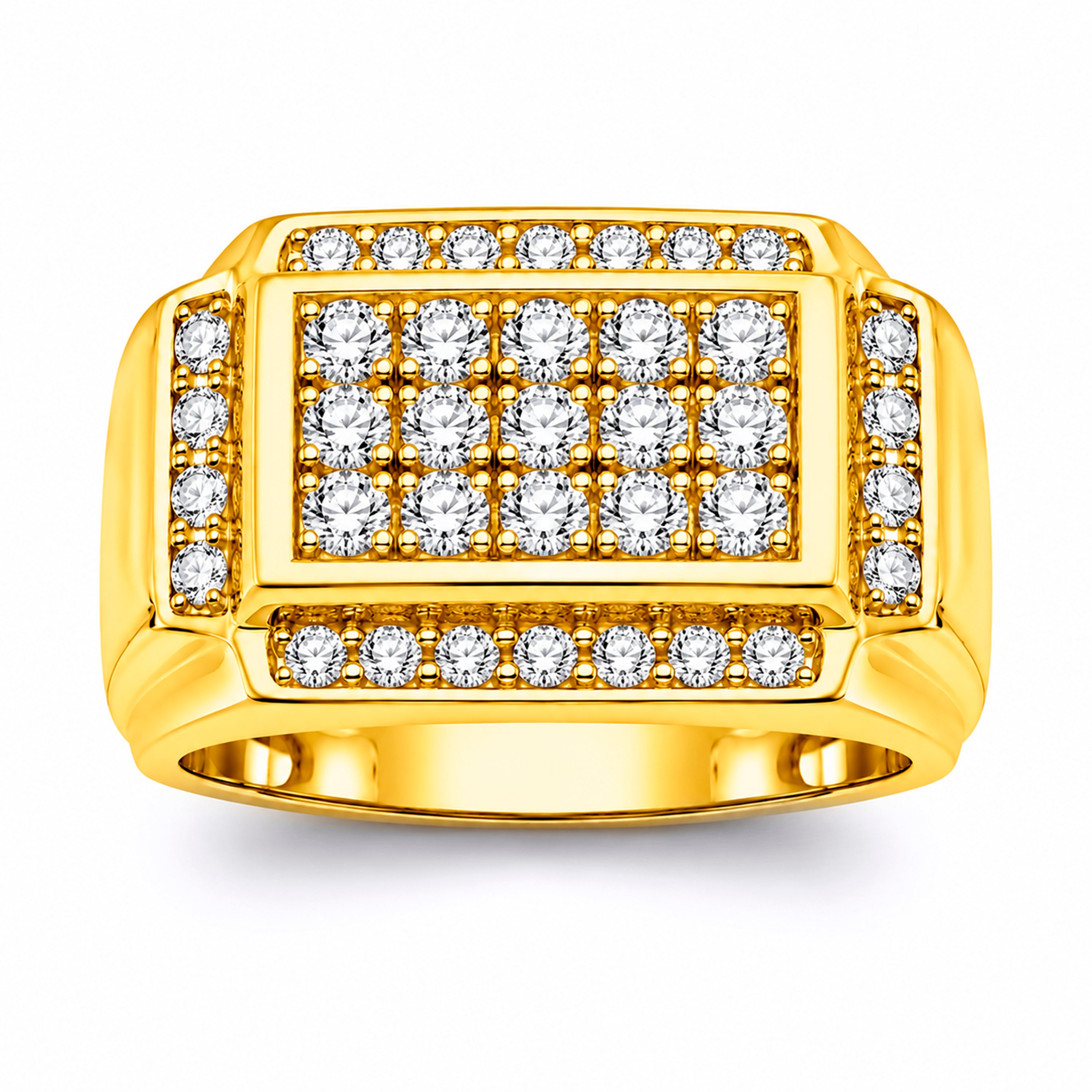 Diamonair Lab Grown Diamond (F/VS+) 1.00 carat Round cut Sterling Silver Men's Ring - Sterling Silver | Gold over Silver