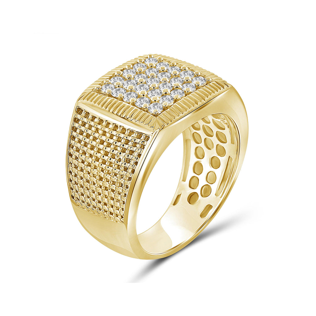 Diamonair Lab Grown Diamond (F/VS+) 1.00 carat Round cut Sterling Silver Men's Ring - Sterling Silver | Gold over Silver