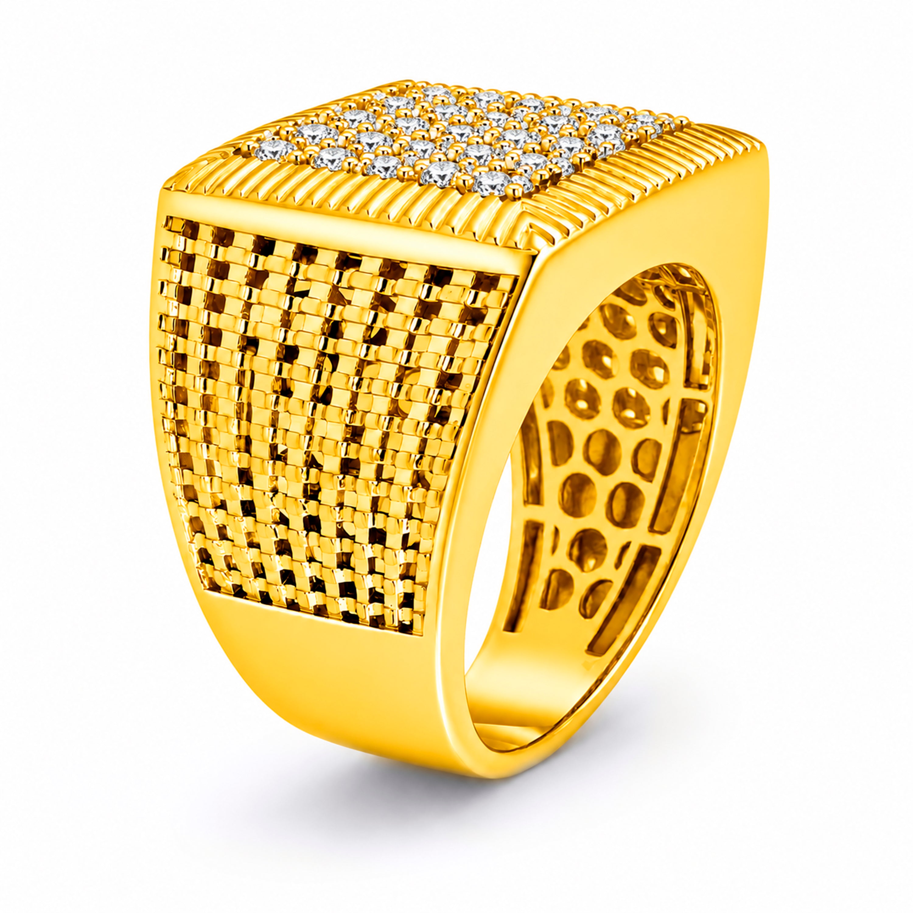 Diamonair Lab Grown Diamond (F/VS+) 1.00 carat Round cut Sterling Silver Men's Ring - Sterling Silver | Gold over Silver