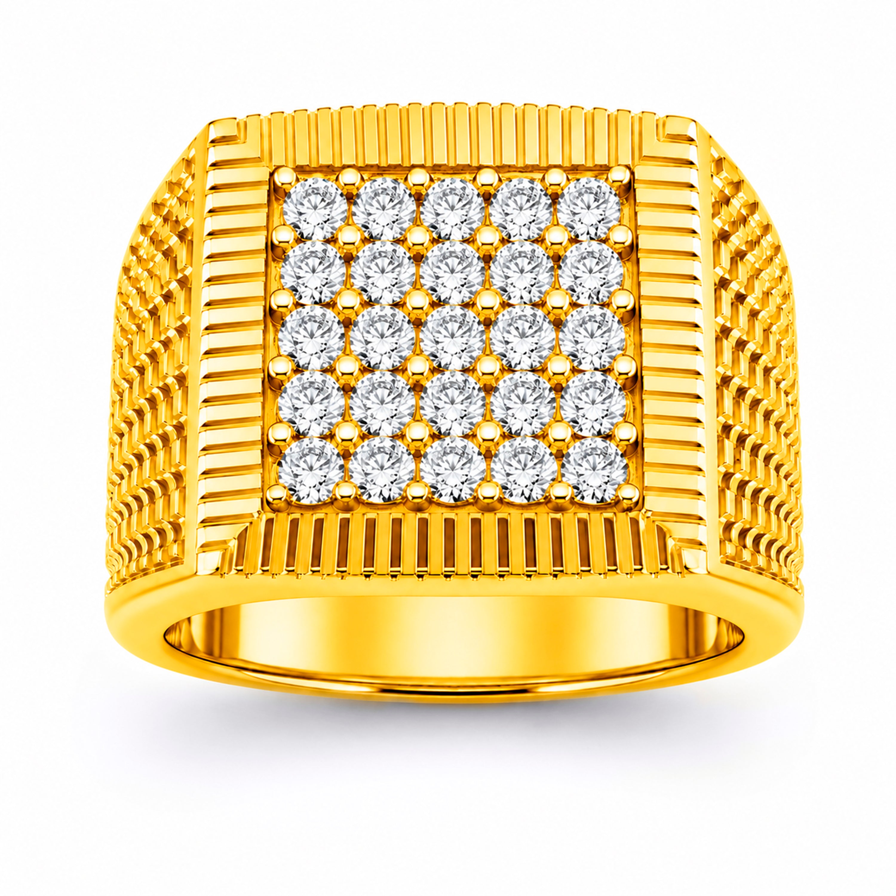 Diamonair Lab Grown Diamond (F/VS+) 1.00 carat Round cut Sterling Silver Men's Ring - Sterling Silver | Gold over Silver