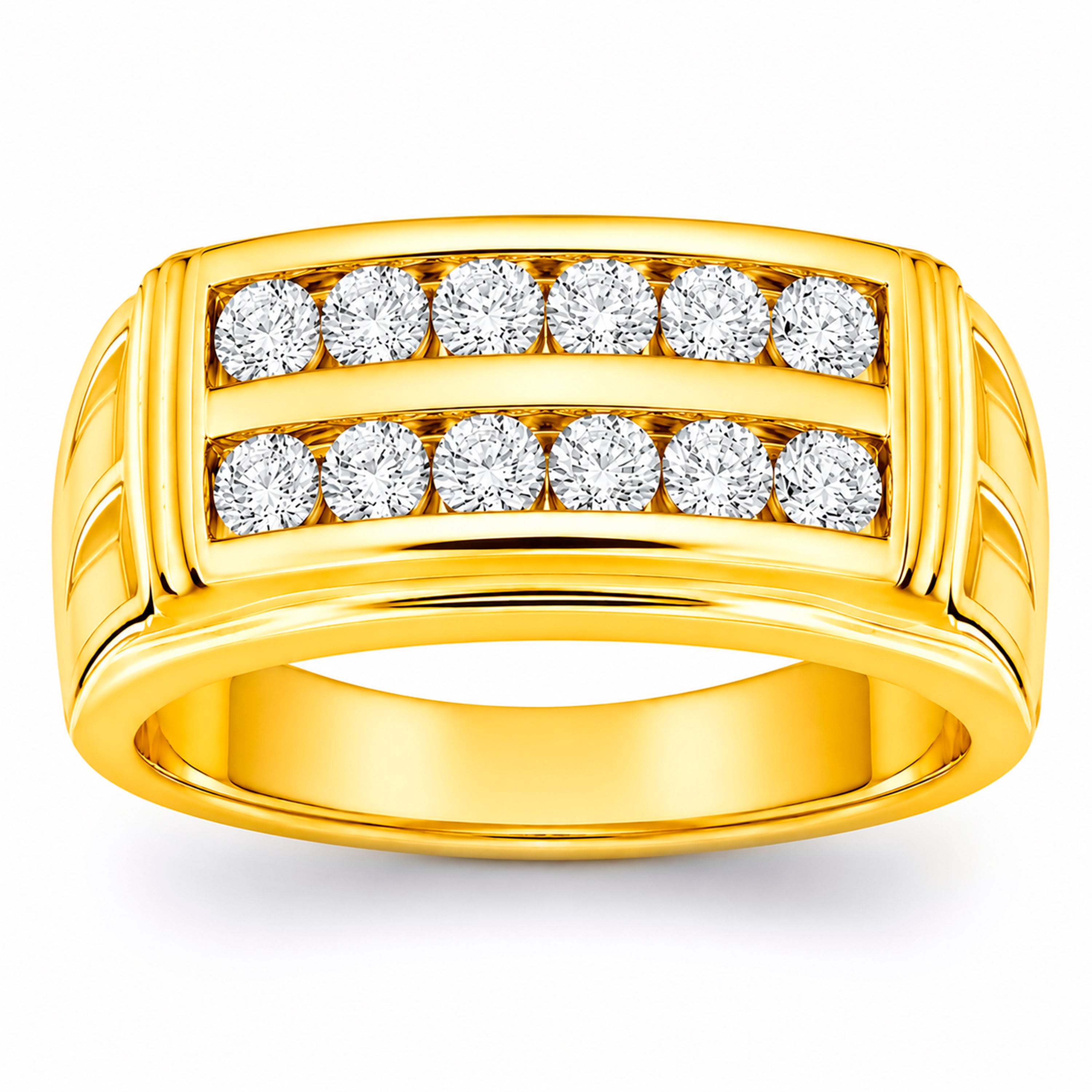 Diamonair Lab Grown Diamond (F/VS+) 1.00 carat Round cut Sterling Silver Men's Ring - Sterling Silver | Gold over Silver