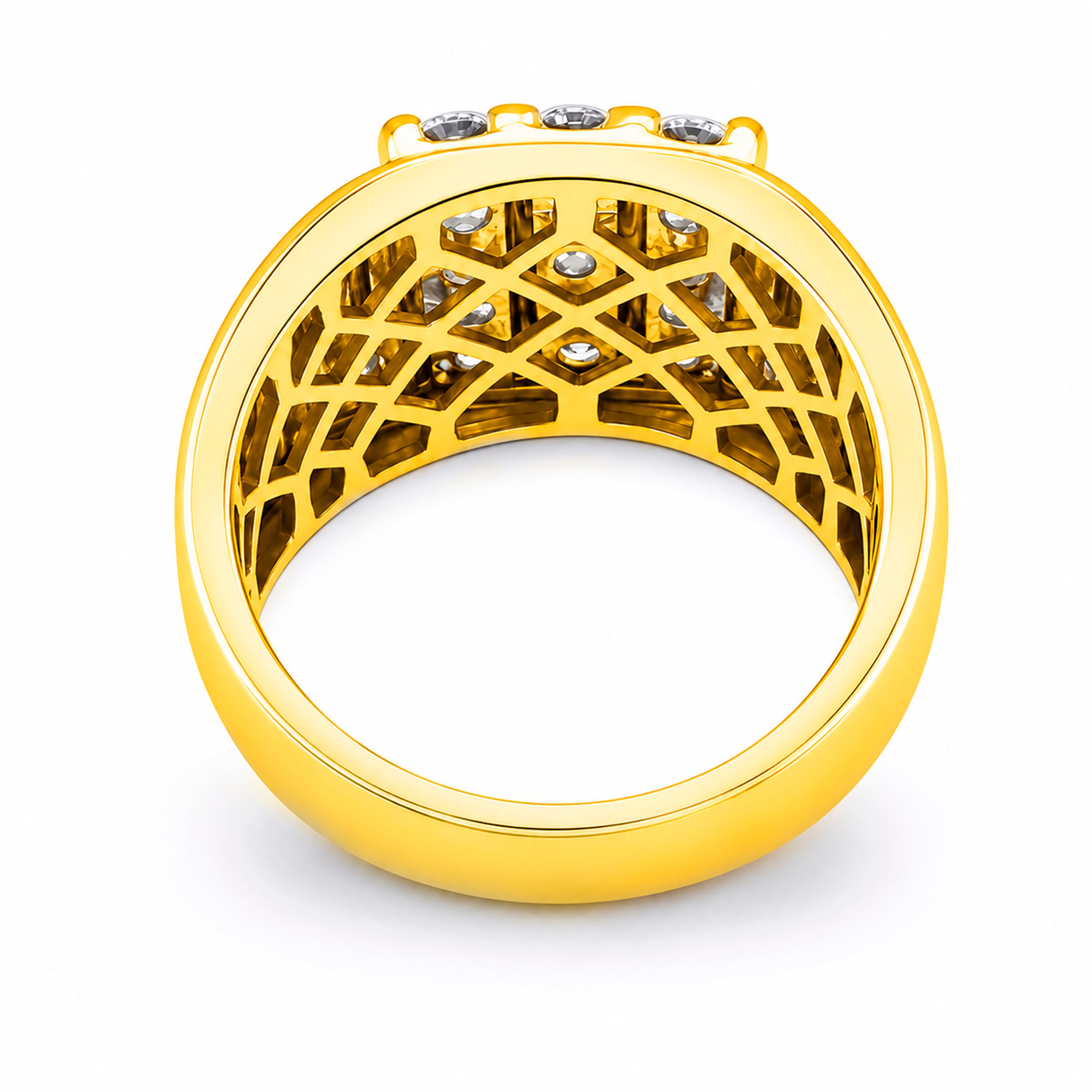 Diamonair Lab Grown Diamond (F/VS+) 1.00 carat Round cut Sterling Silver Men's Ring - Sterling Silver | Gold over Silver