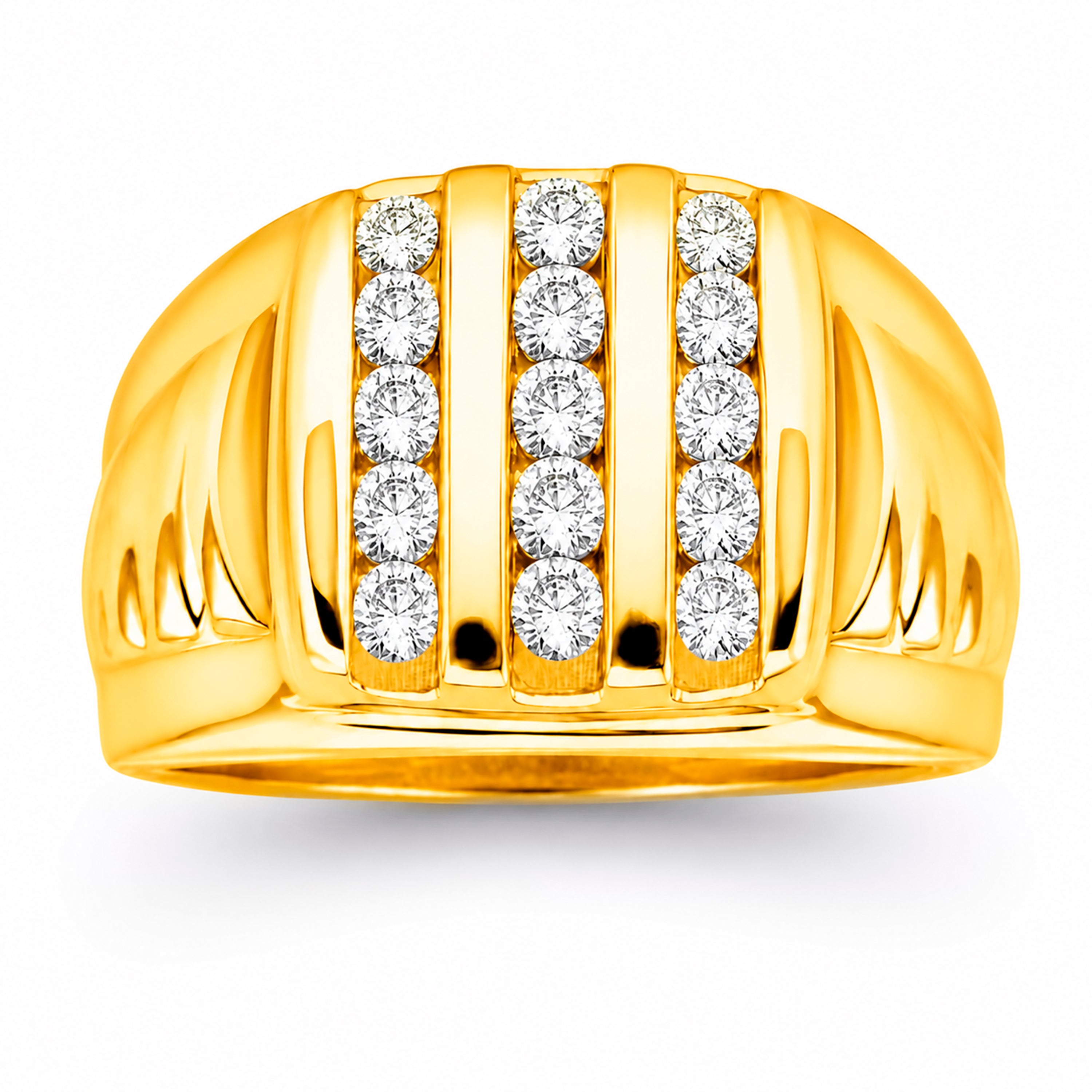 Diamonair Lab Grown Diamond (F/VS+) 1.00 carat Round cut Sterling Silver Men's Ring - Sterling Silver | Gold over Silver