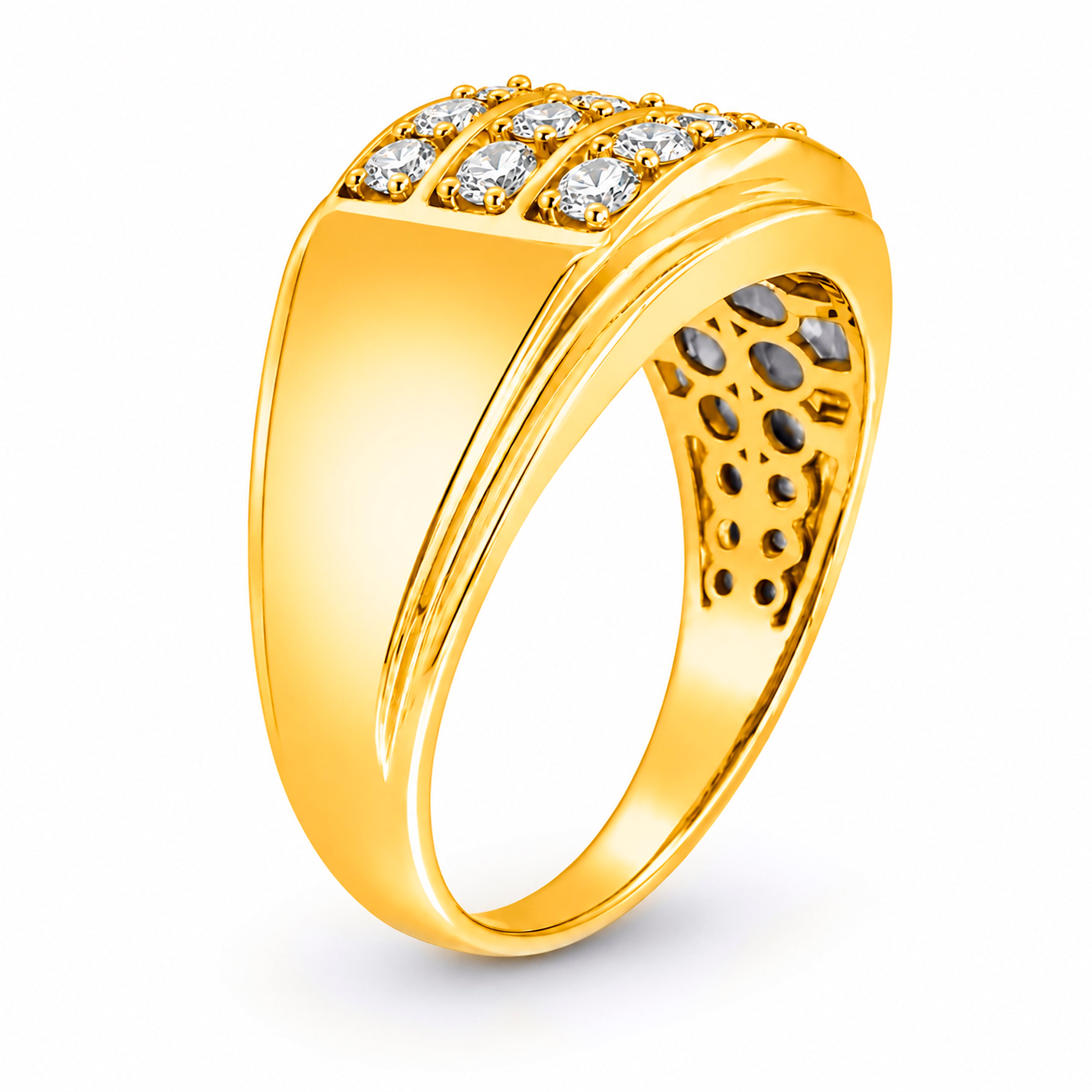 Diamonair Lab Grown Diamond (F/VS+) 1.00 carat Round cut Sterling Silver Men's Ring - Sterling Silver | Gold over Silver