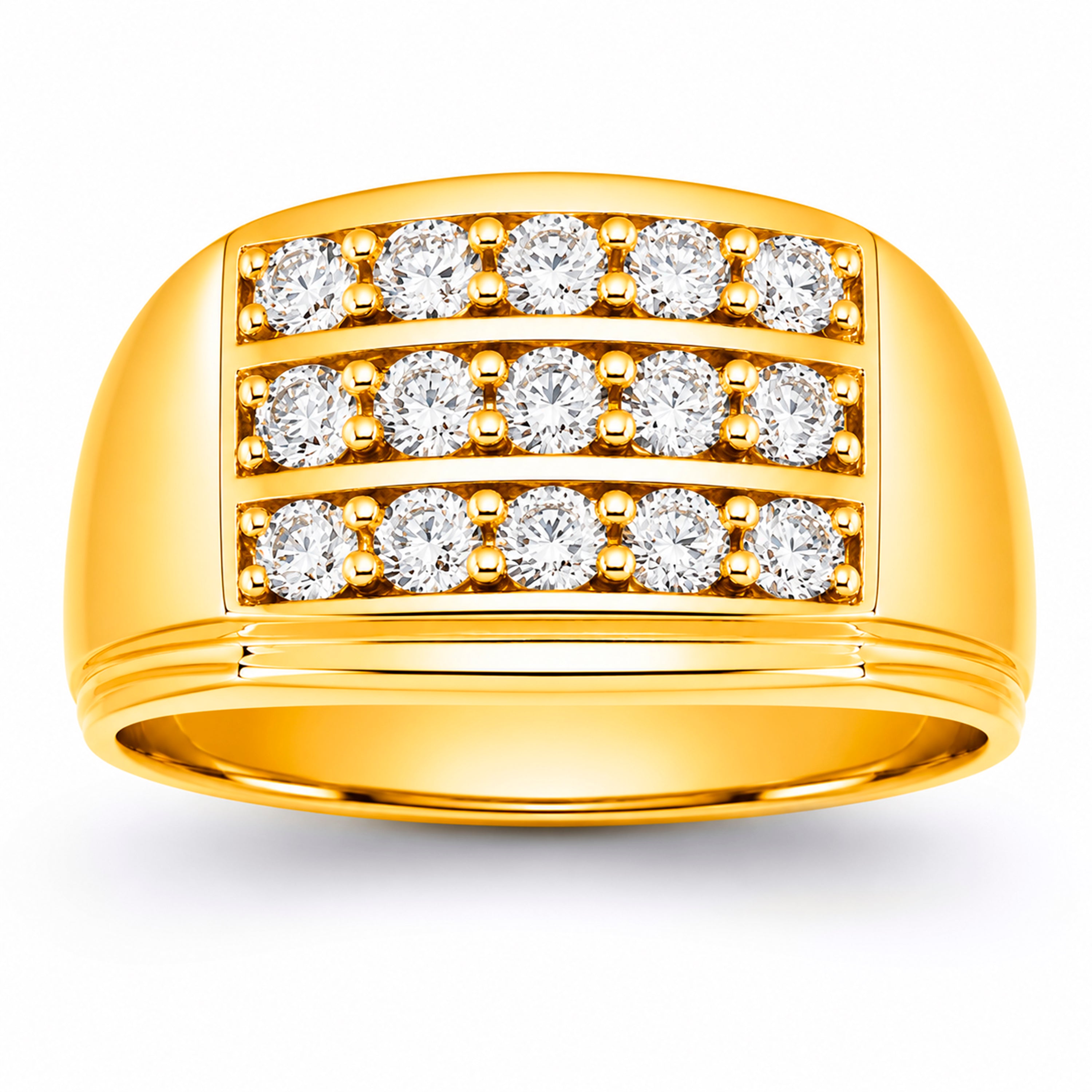 Diamonair Lab Grown Diamond (F/VS+) 1.00 carat Round cut Sterling Silver Men's Ring - Sterling Silver | Gold over Silver
