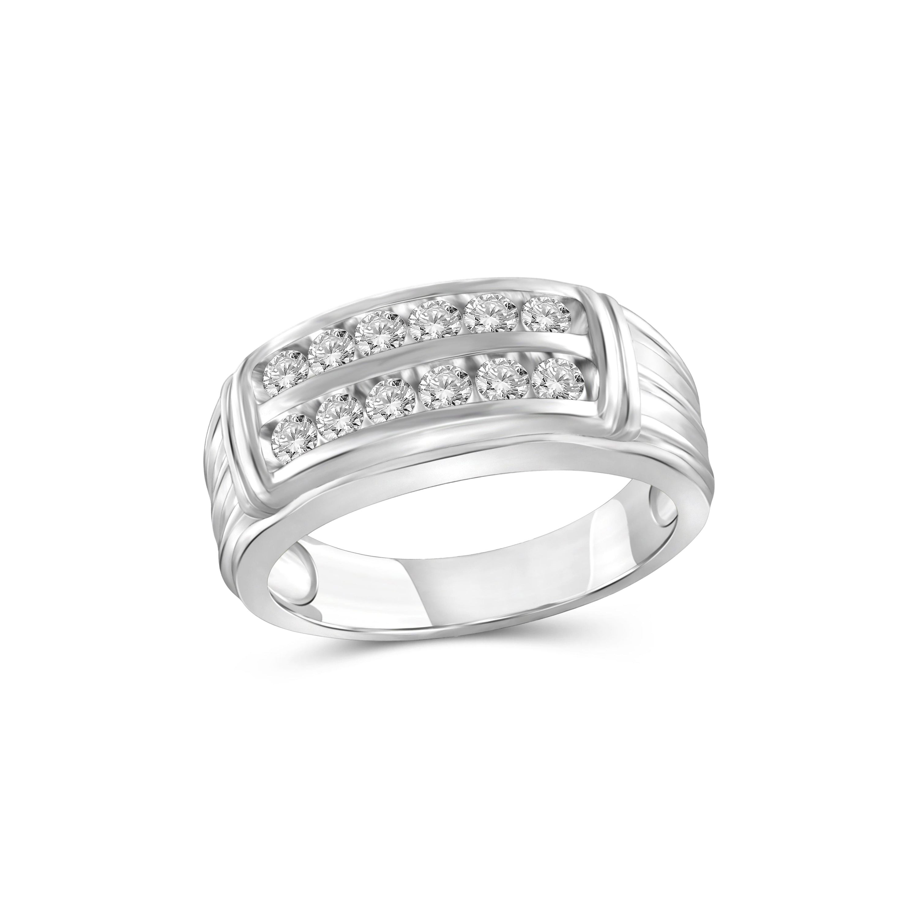 Diamonair Lab Grown Diamond (F/VS+) 1.00 carat Round cut Sterling Silver Men's Ring - Sterling Silver | Gold over Silver