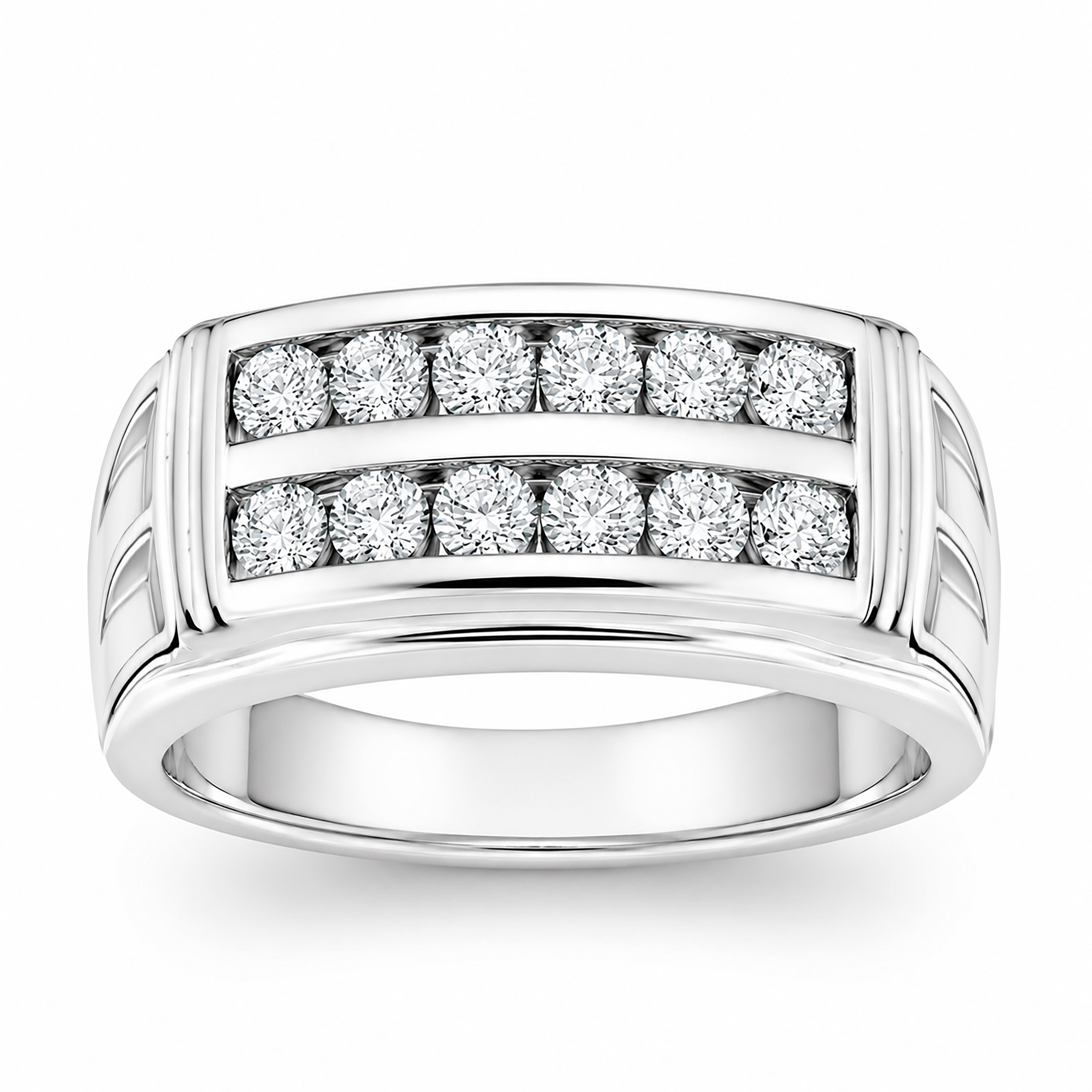 Diamonair Lab Grown Diamond (F/VS+) 1.00 carat Round cut Sterling Silver Men's Ring - Sterling Silver | Gold over Silver