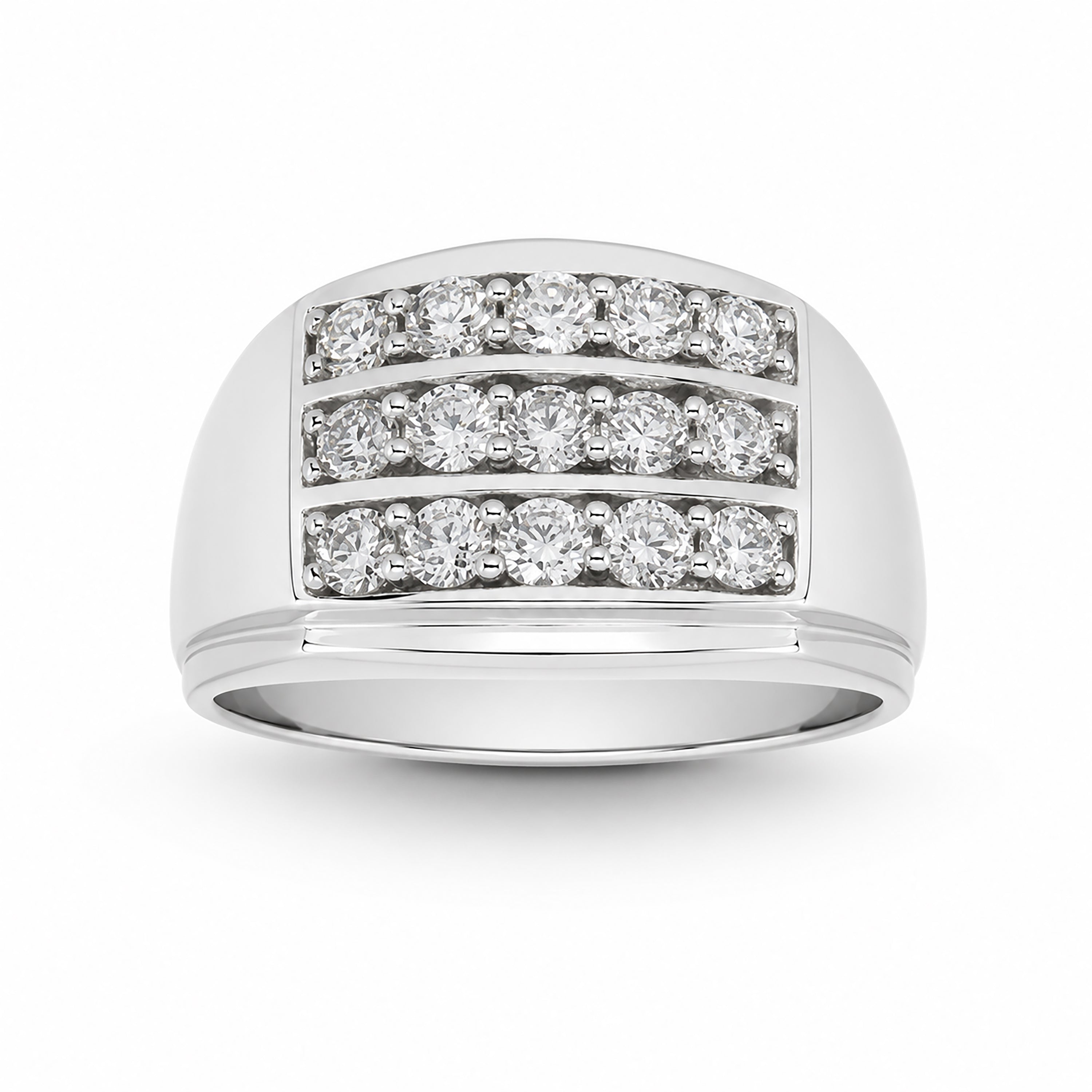 Diamonair Lab Grown Diamond (F/VS+) 1.00 carat Round cut Sterling Silver Men's Ring - Sterling Silver | Gold over Silver