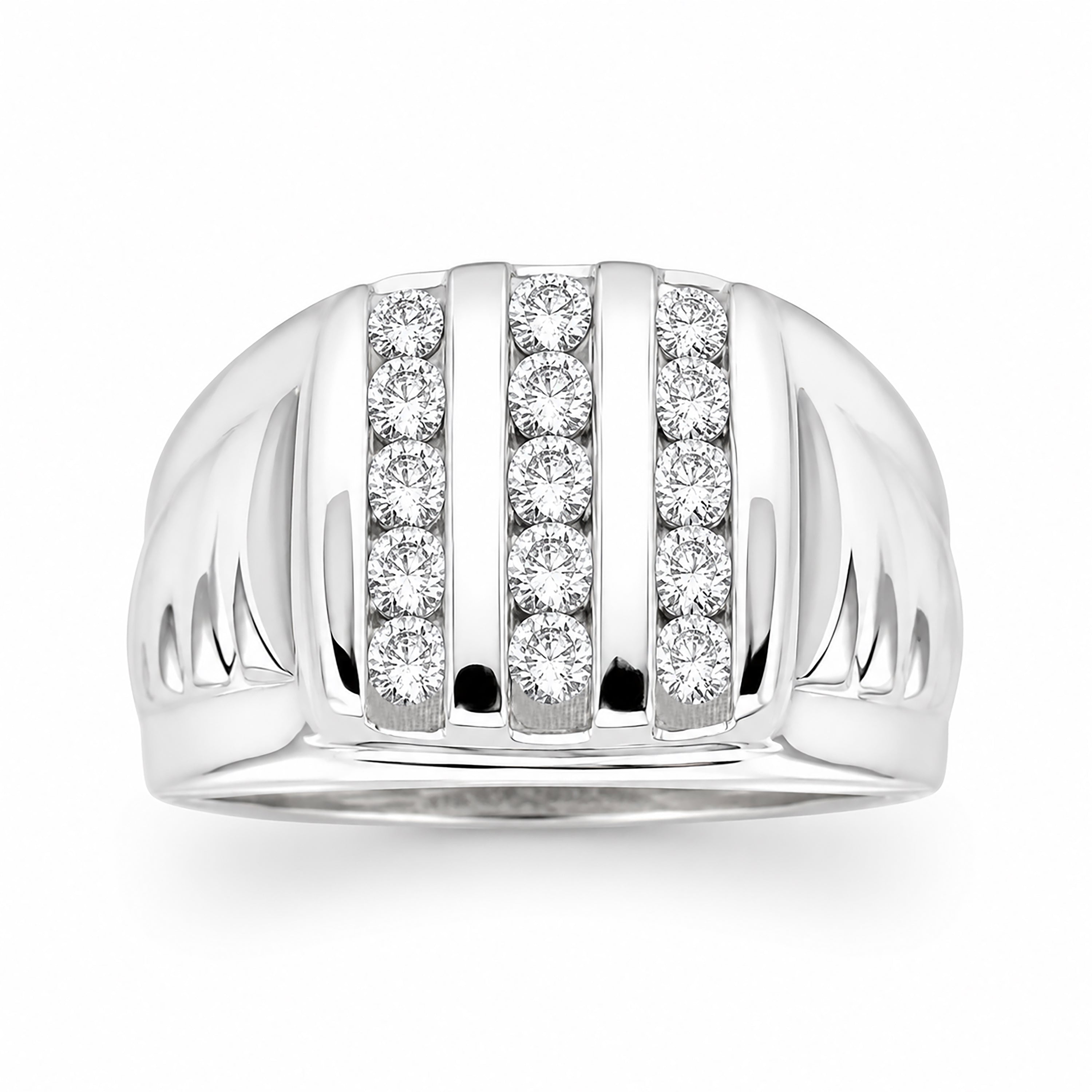 Diamonair Lab Grown Diamond (F/VS+) 1.00 carat Round cut Sterling Silver Men's Ring - Sterling Silver | Gold over Silver