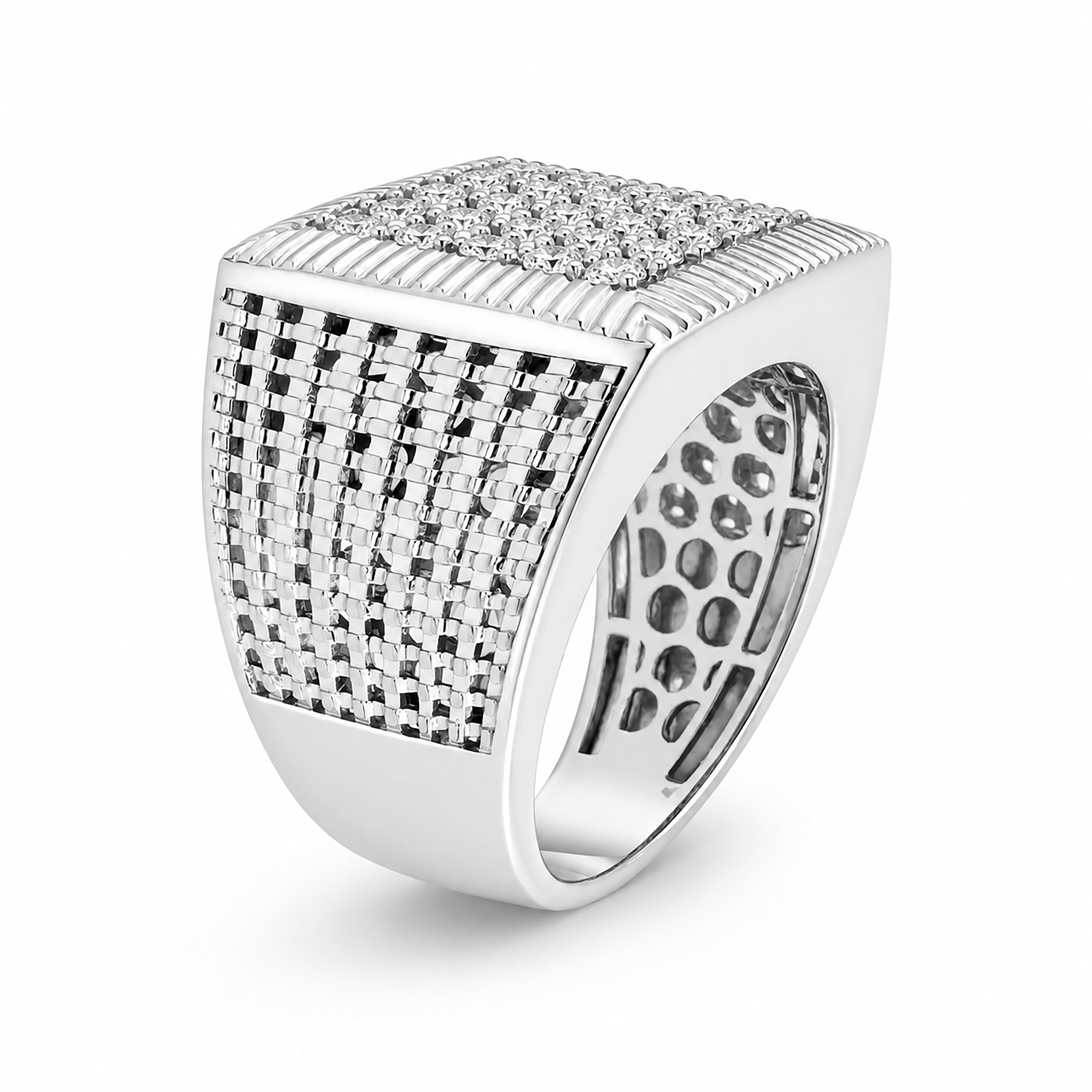 Diamonair Lab Grown Diamond (F/VS+) 1.00 carat Round cut Sterling Silver Men's Ring - Sterling Silver | Gold over Silver