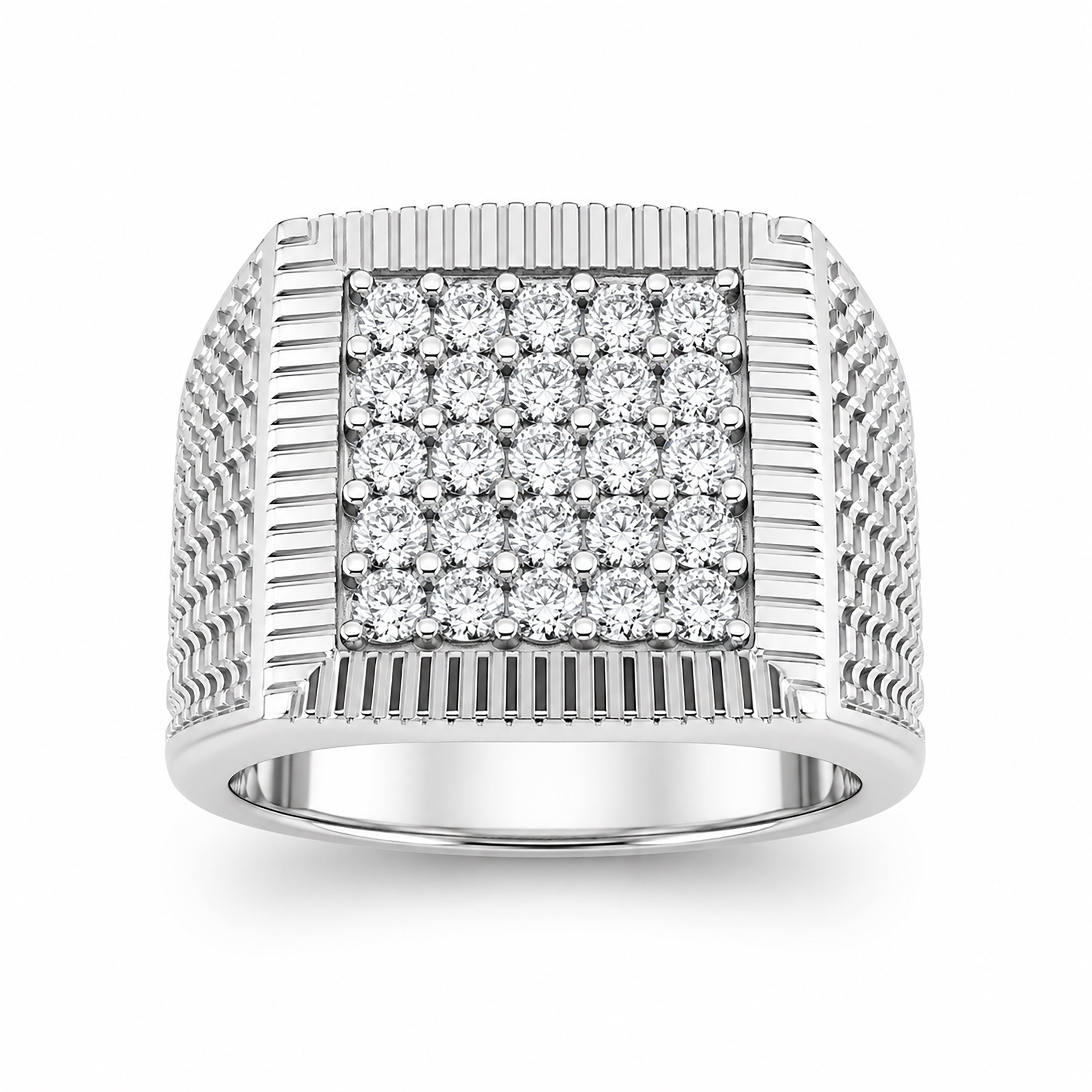 Diamonair Lab Grown Diamond (F/VS+) 1.00 carat Round cut Sterling Silver Men's Ring - Sterling Silver | Gold over Silver