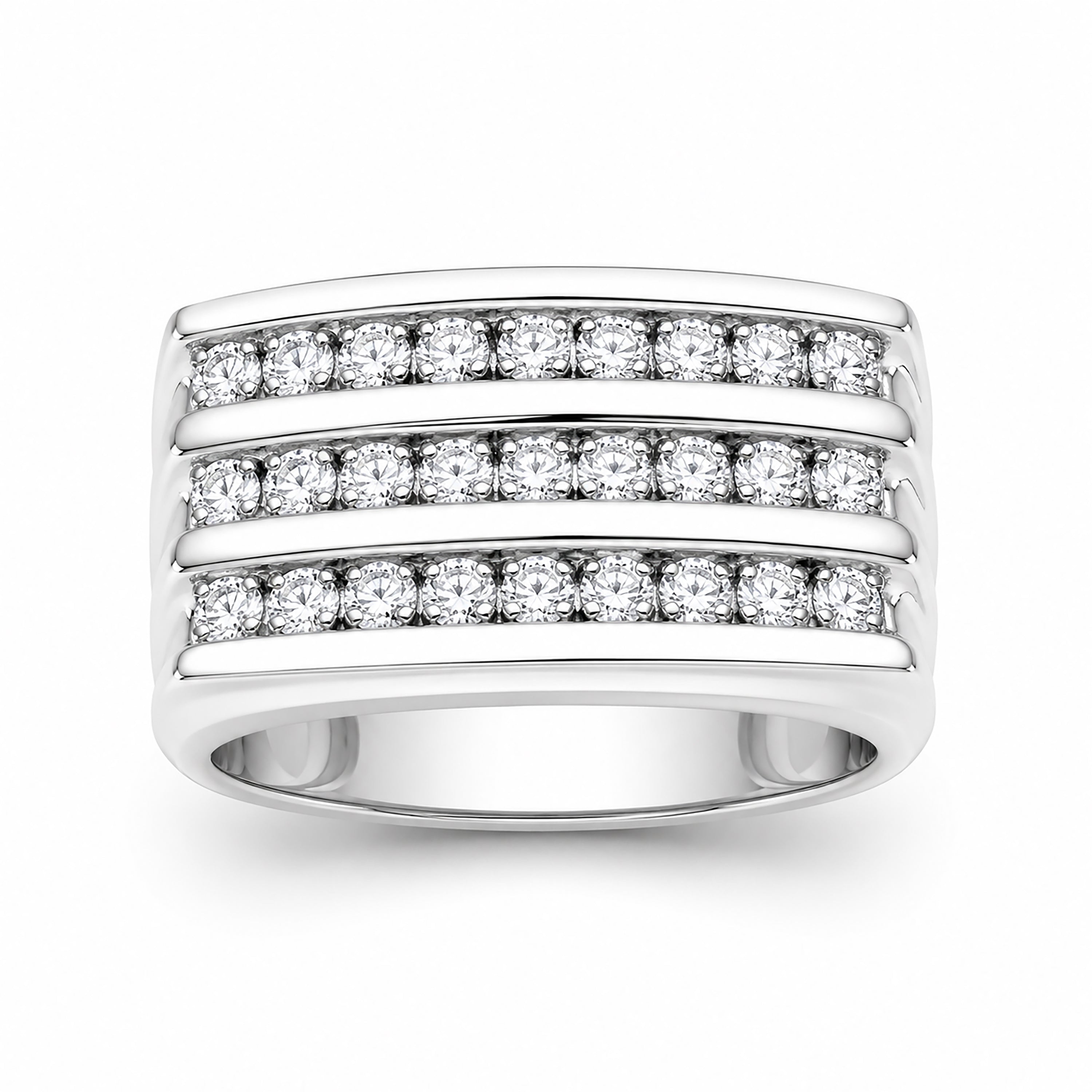 Diamonair Lab Grown Diamond (F/VS+) 1.00 carat Round cut Sterling Silver Men's Ring - Sterling Silver | Gold over Silver