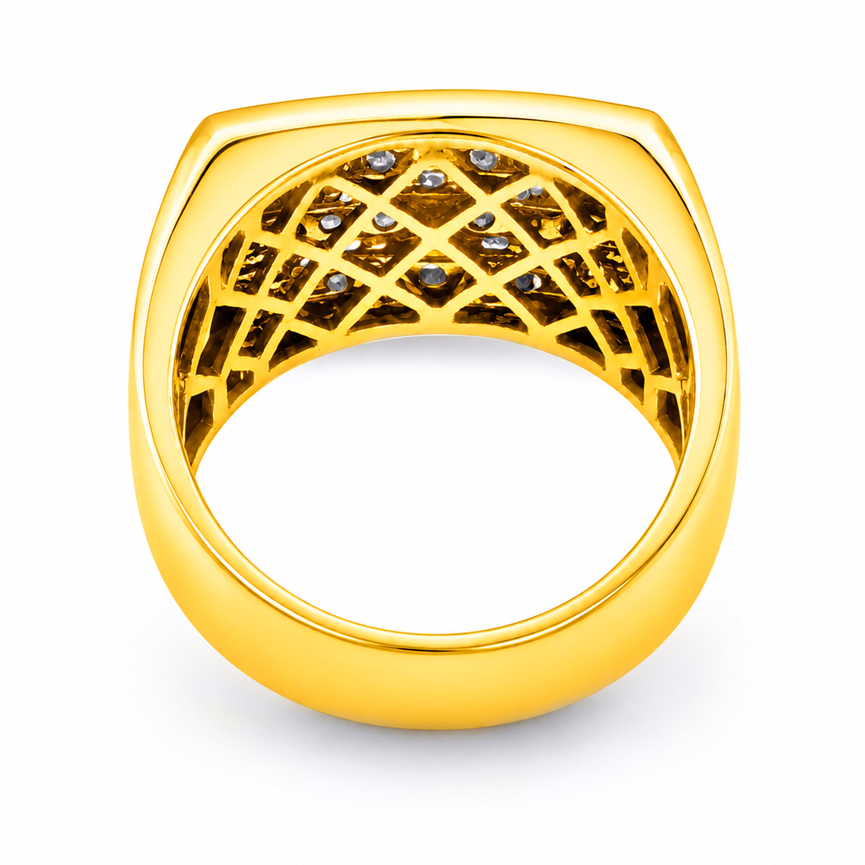 Diamonair Lab Grown Diamond (F/VS+) 1.00 carat Round cut Sterling Silver Men's Ring - Sterling Silver | Gold over Silver
