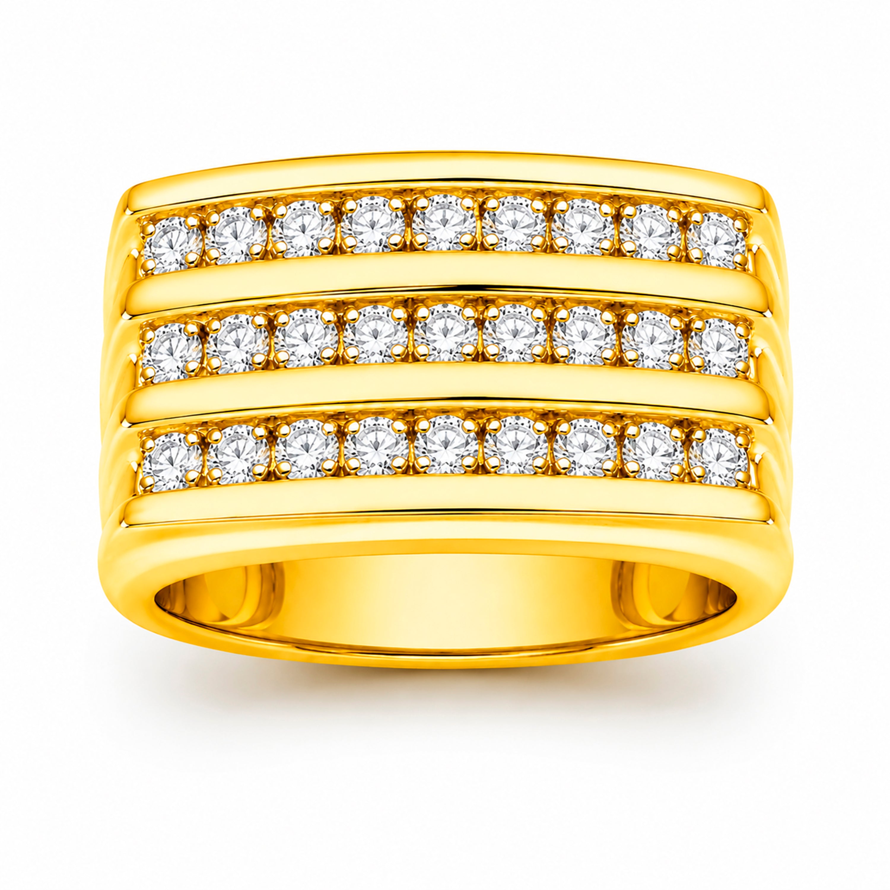 Diamonair Lab Grown Diamond (F/VS+) 1.00 carat Round cut Sterling Silver Men's Ring - Sterling Silver | Gold over Silver