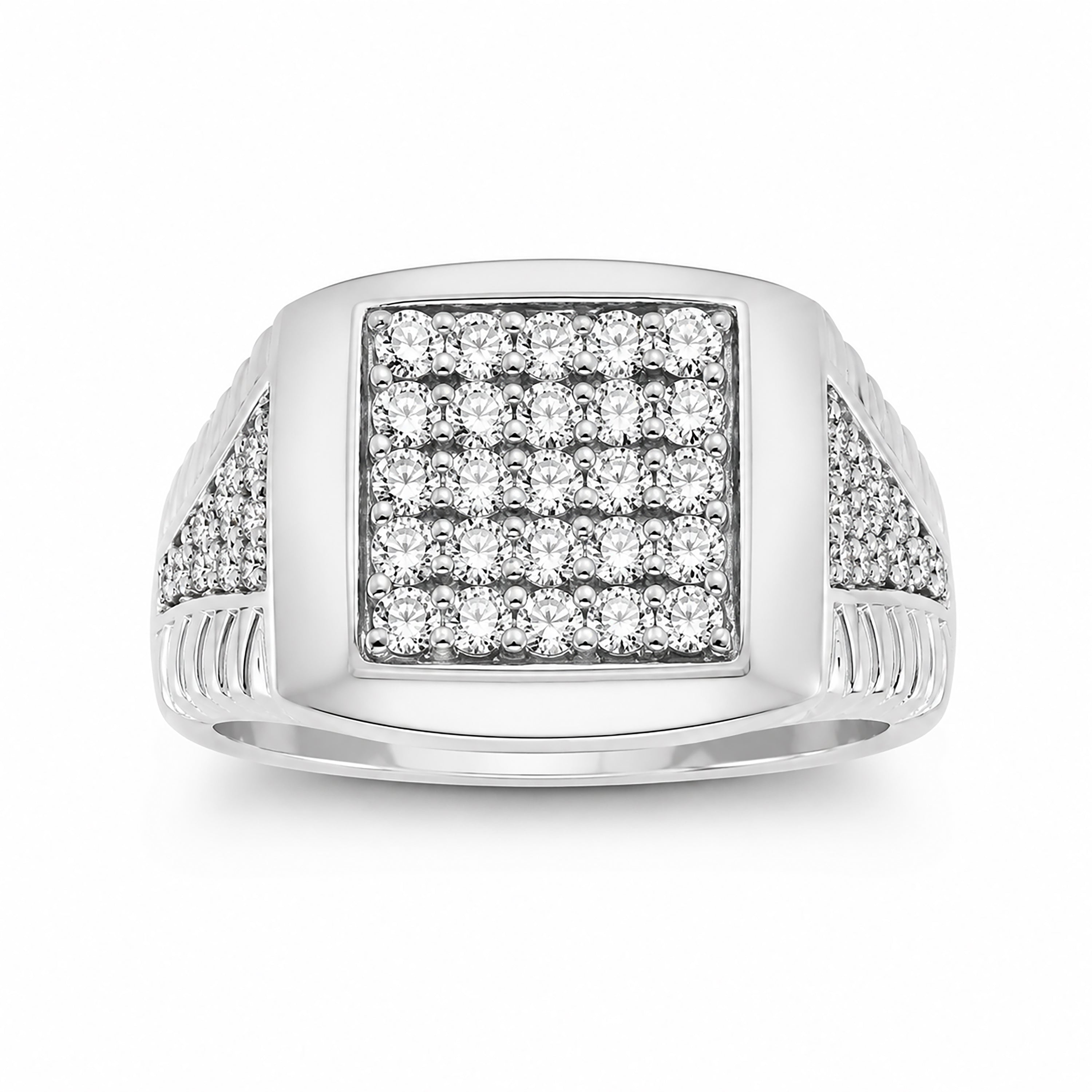 Diamonair Lab Grown Diamond (F/VS+) 1.00 carat Round cut Sterling Silver Men's Ring - Sterling Silver | Gold over Silver
