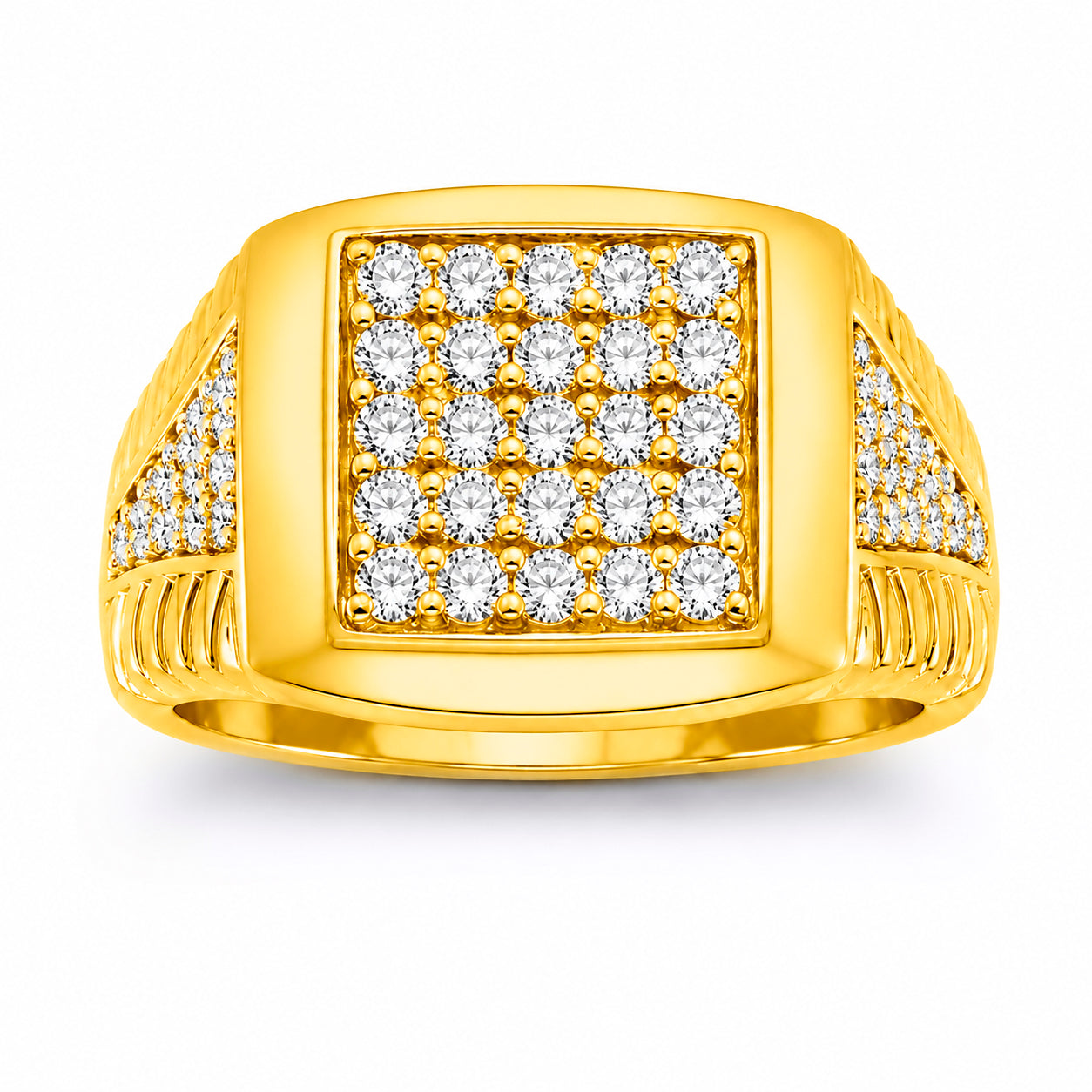 Diamonair Lab Grown Diamond (F/VS+) 1.00 carat Round cut Sterling Silver Men's Ring - Sterling Silver | Gold over Silver